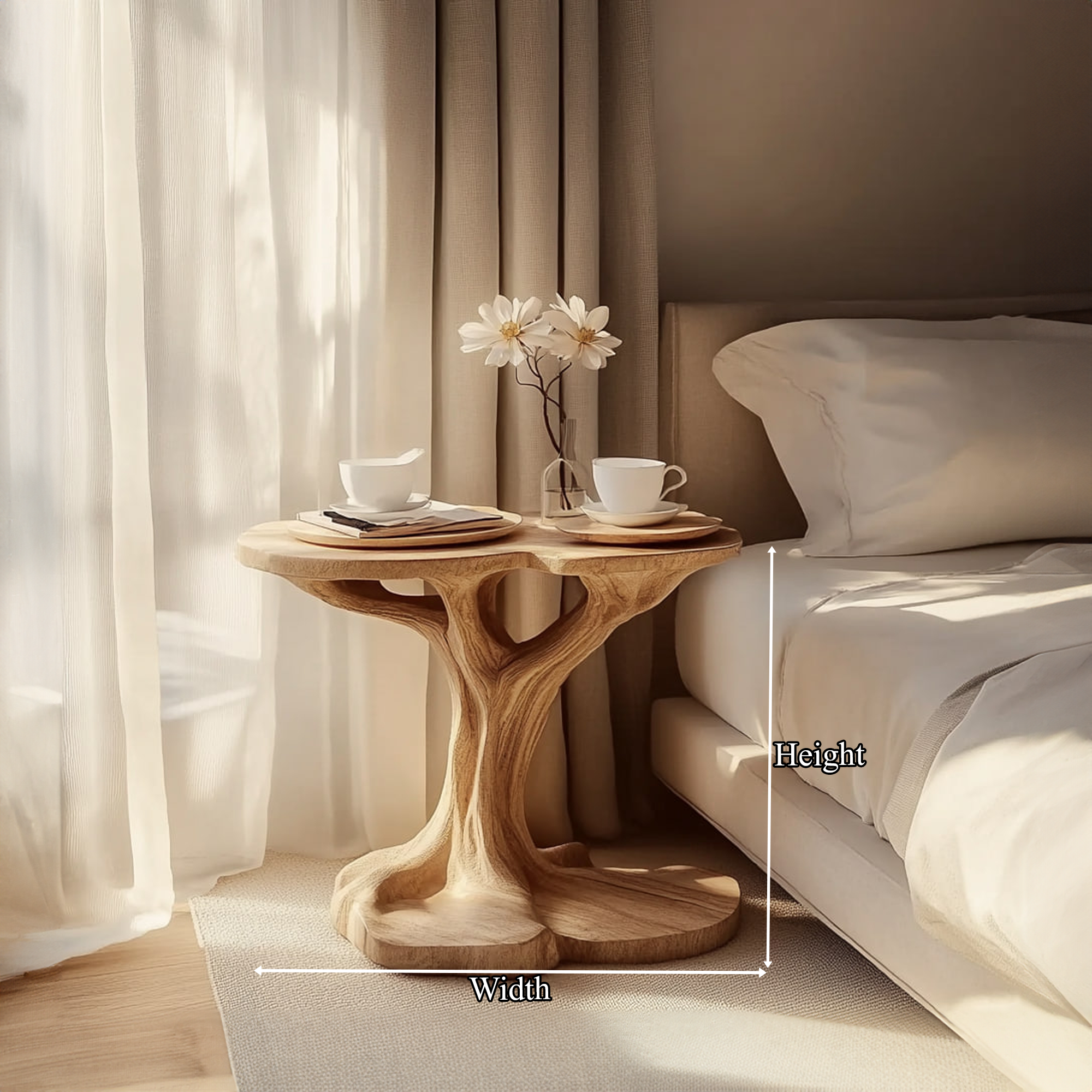Rustic Natural Shape Side Table Living Room Bedroom Accent SINLKIBT163