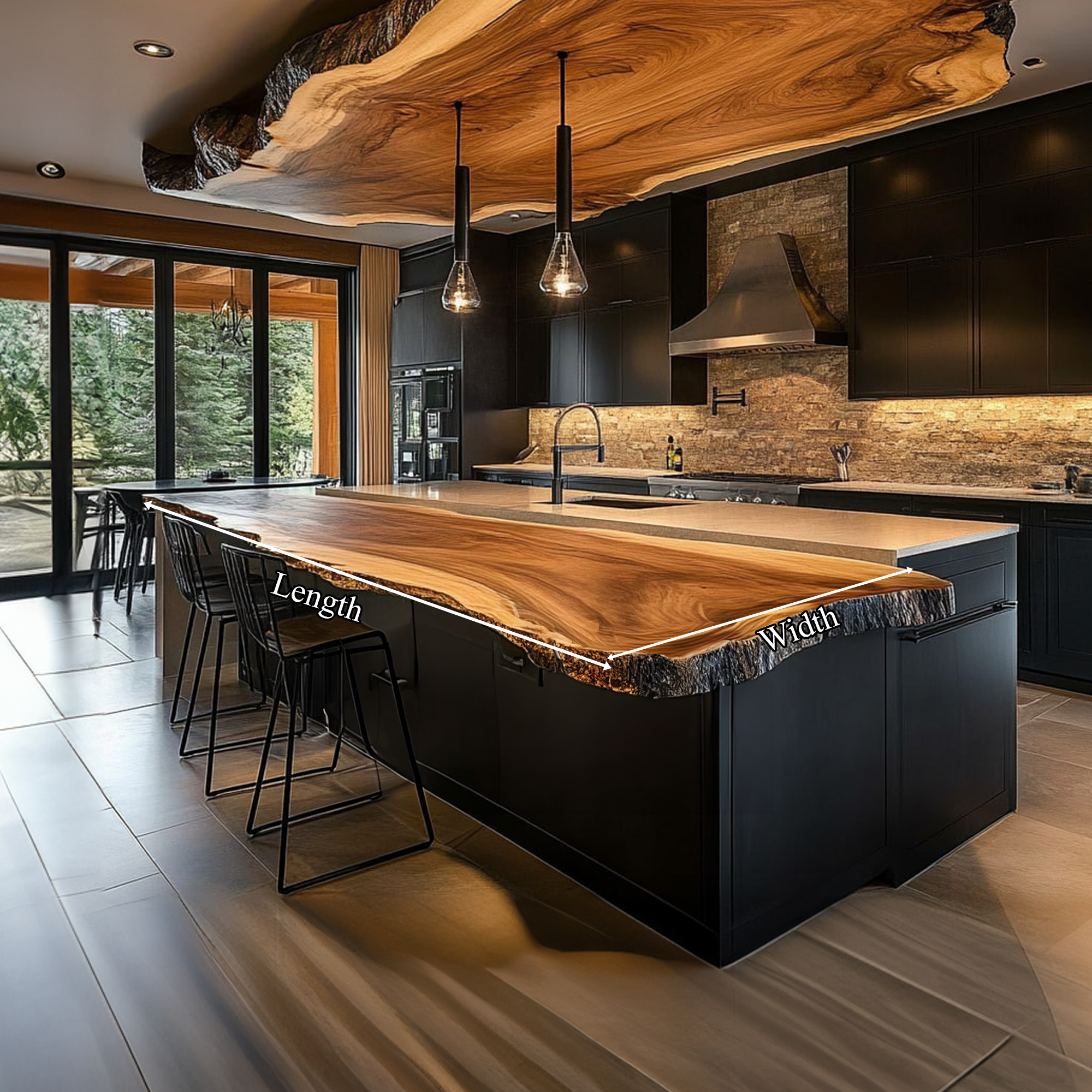 Rustic Natural Edge Kitchen Island Kitchen Or Cooking Space SINLKIKI123