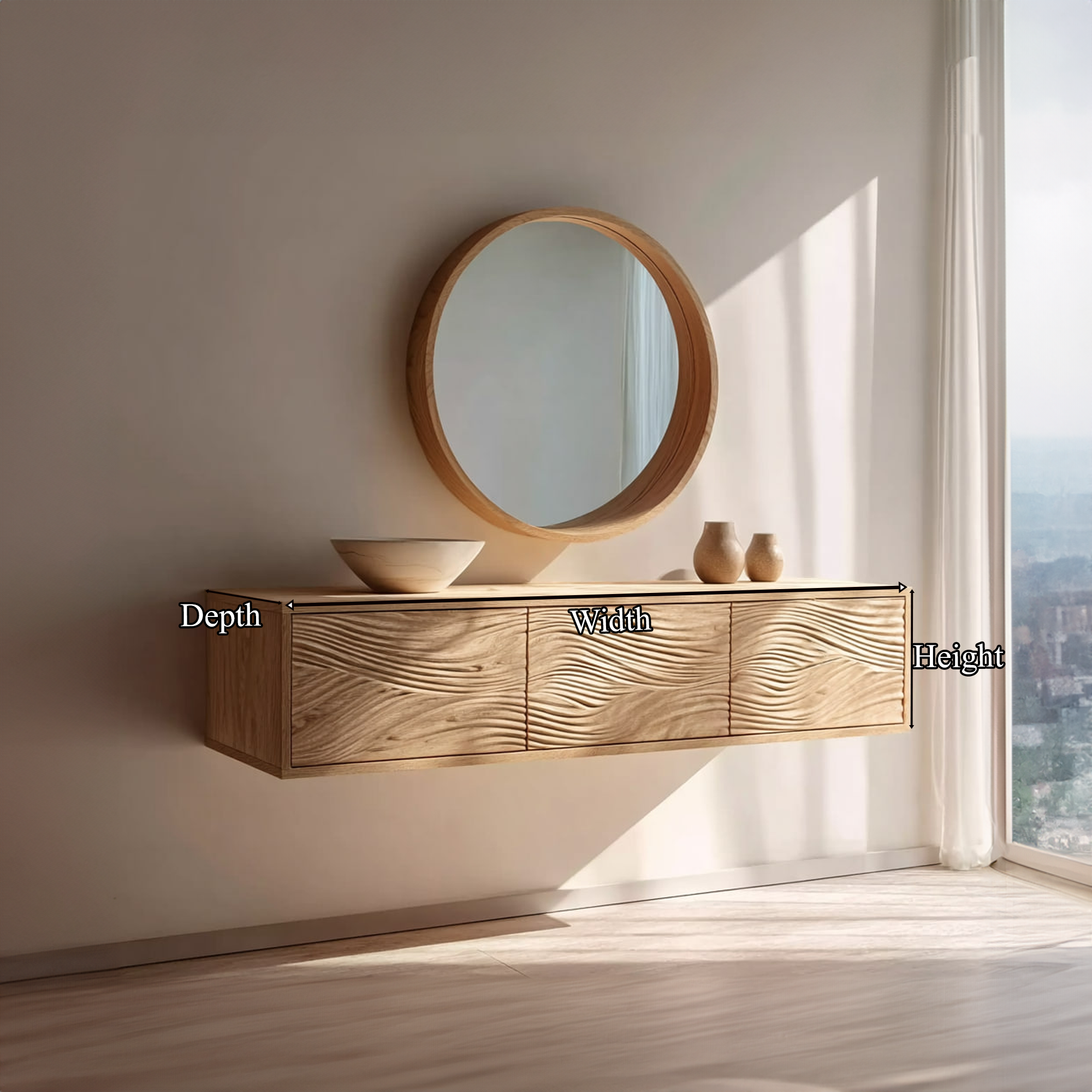 Mid Century Floating Vanity Storage Bathroom SINLKIBRV180