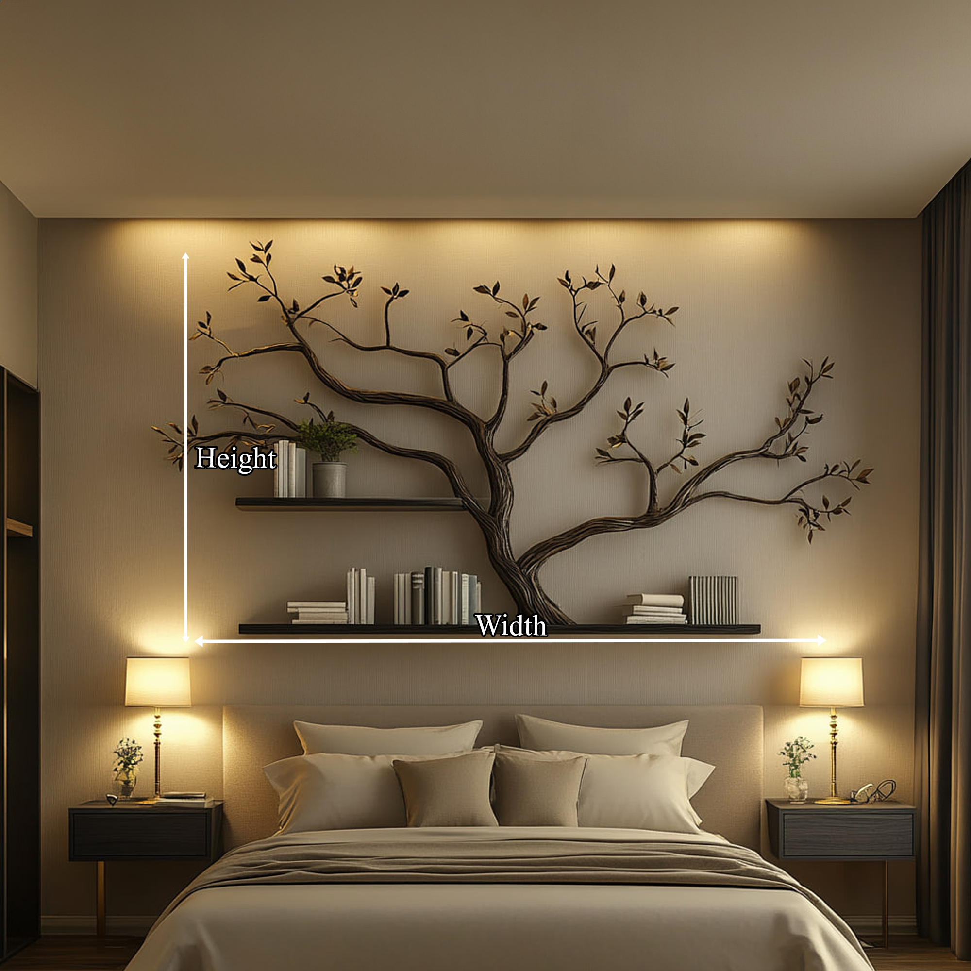 Mid Century Tree Wall Shelf Artistic Modern Home SINLKITBS083