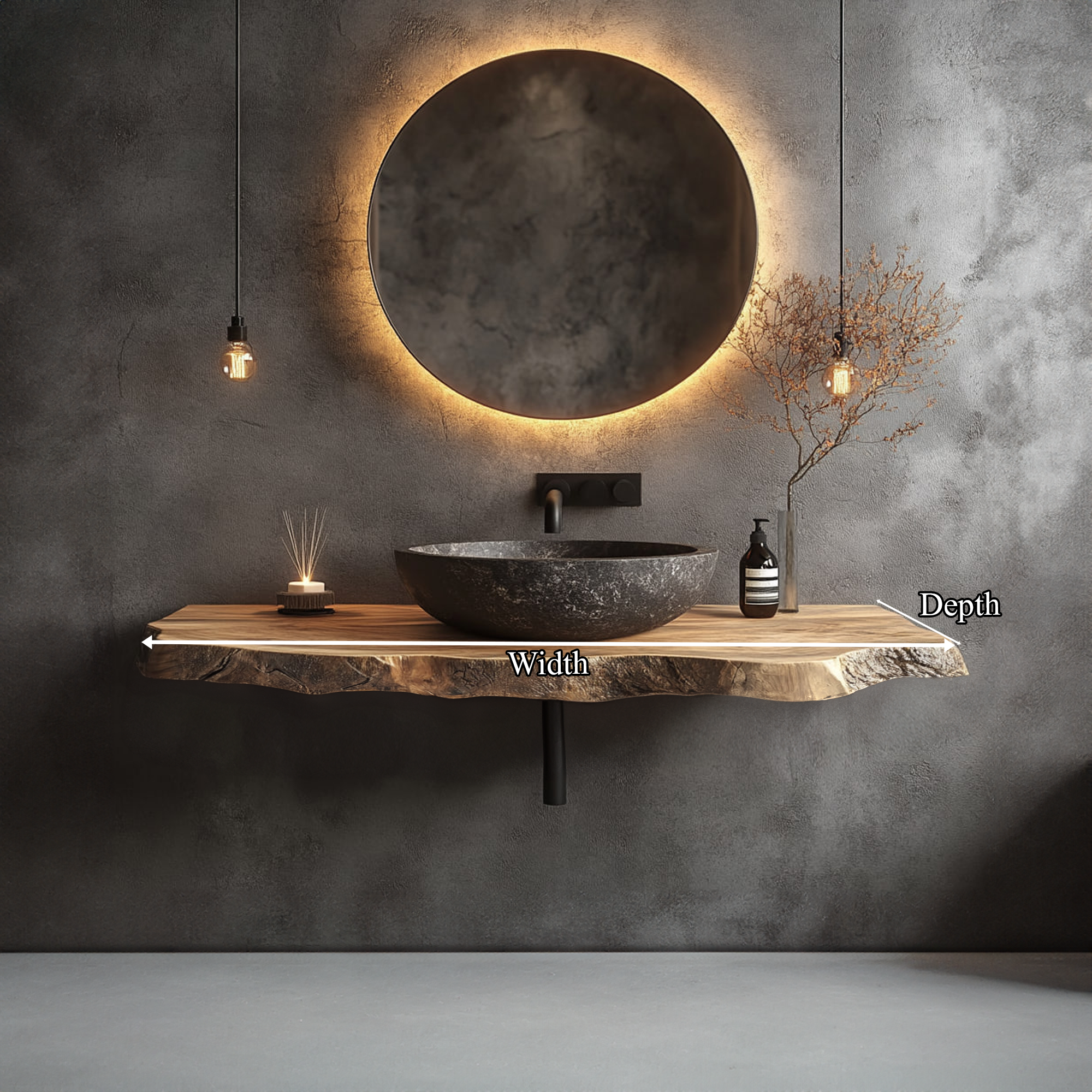 Rustic Wall Mounted Bathroom Vanity Modern Living SINLKIBRV184