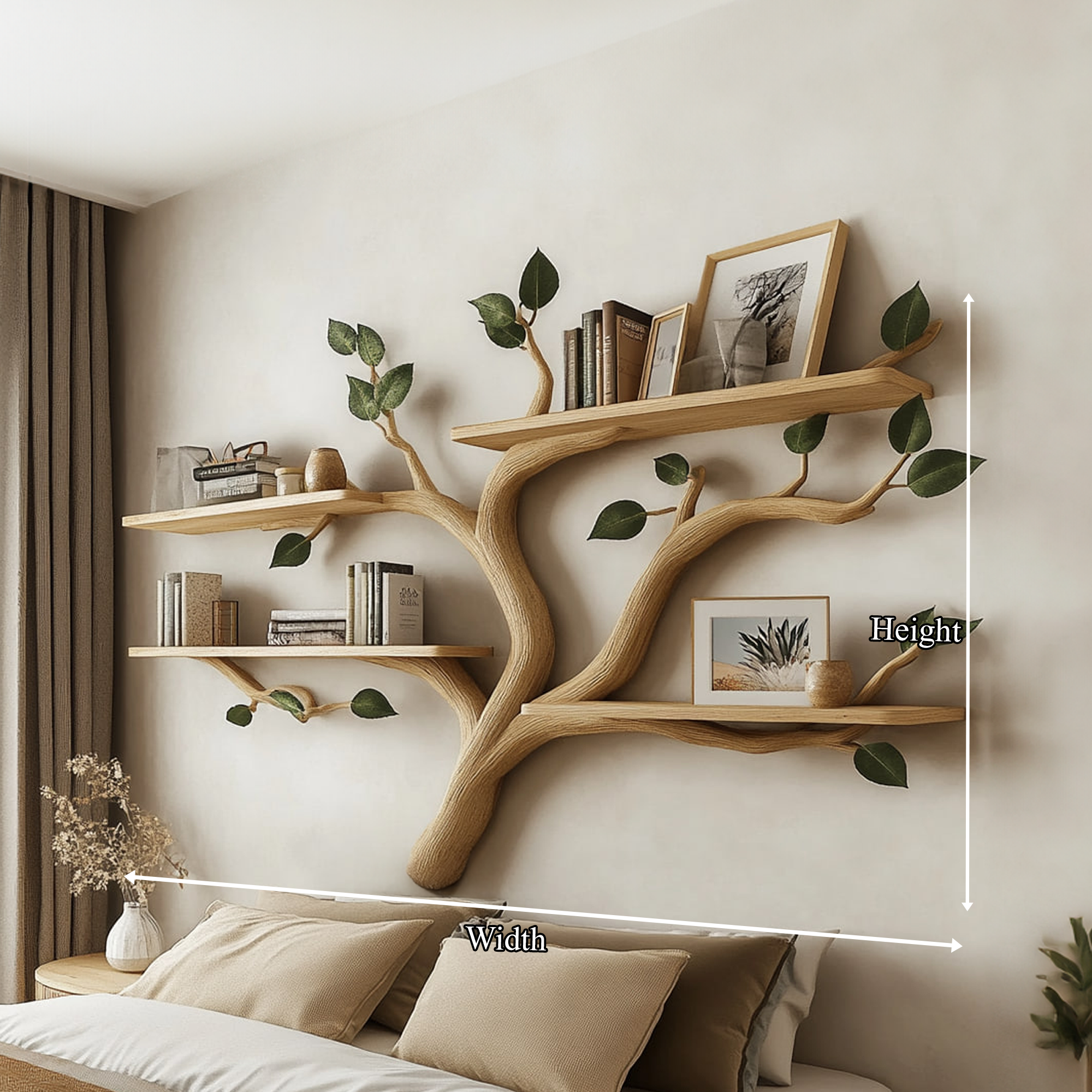 Rustic Tree Wall Shelf Contemporary Bedroom Entryway SINLKITBS062