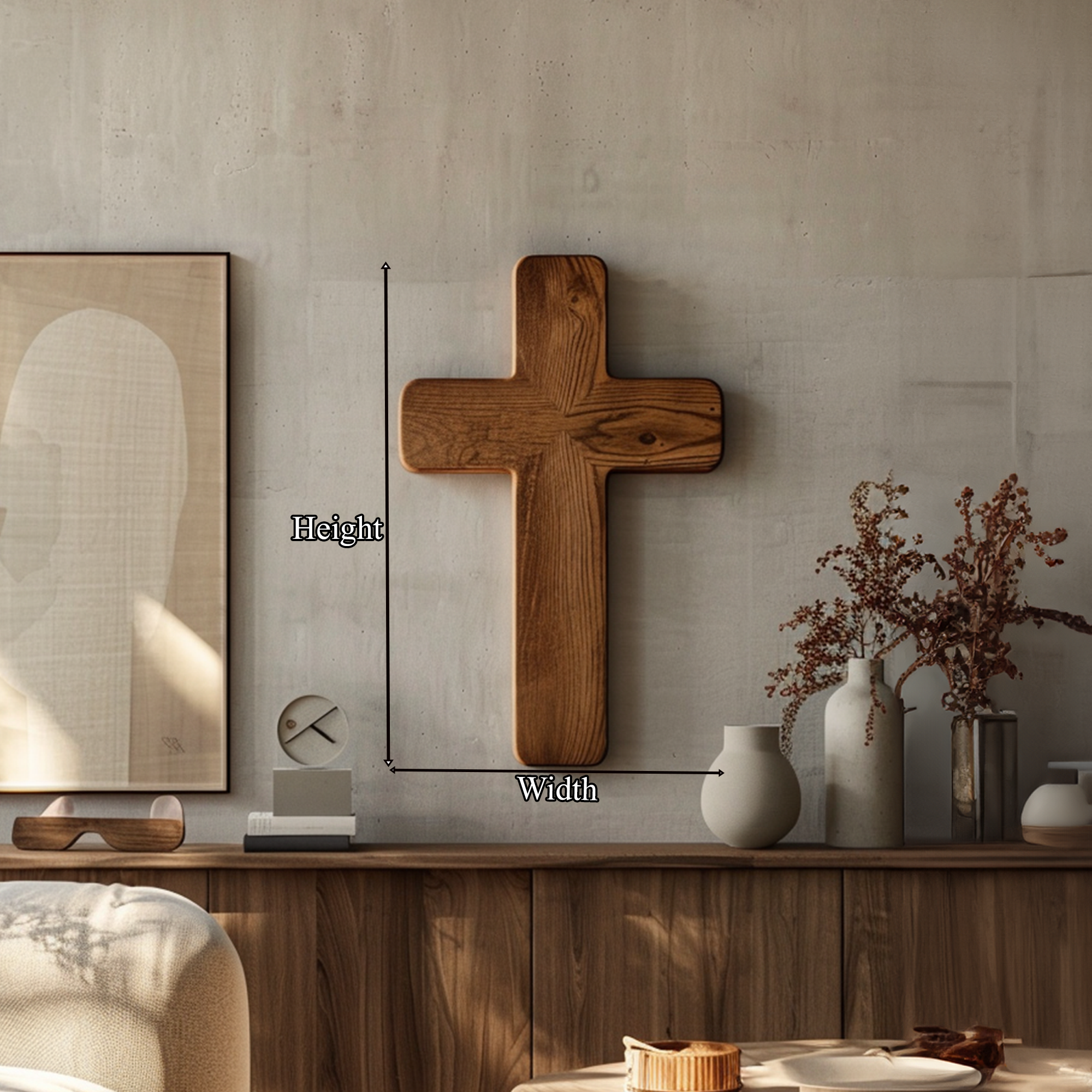Rustic Minimal Wall Cross Living Room Or Meditation Room SINLKIWD011