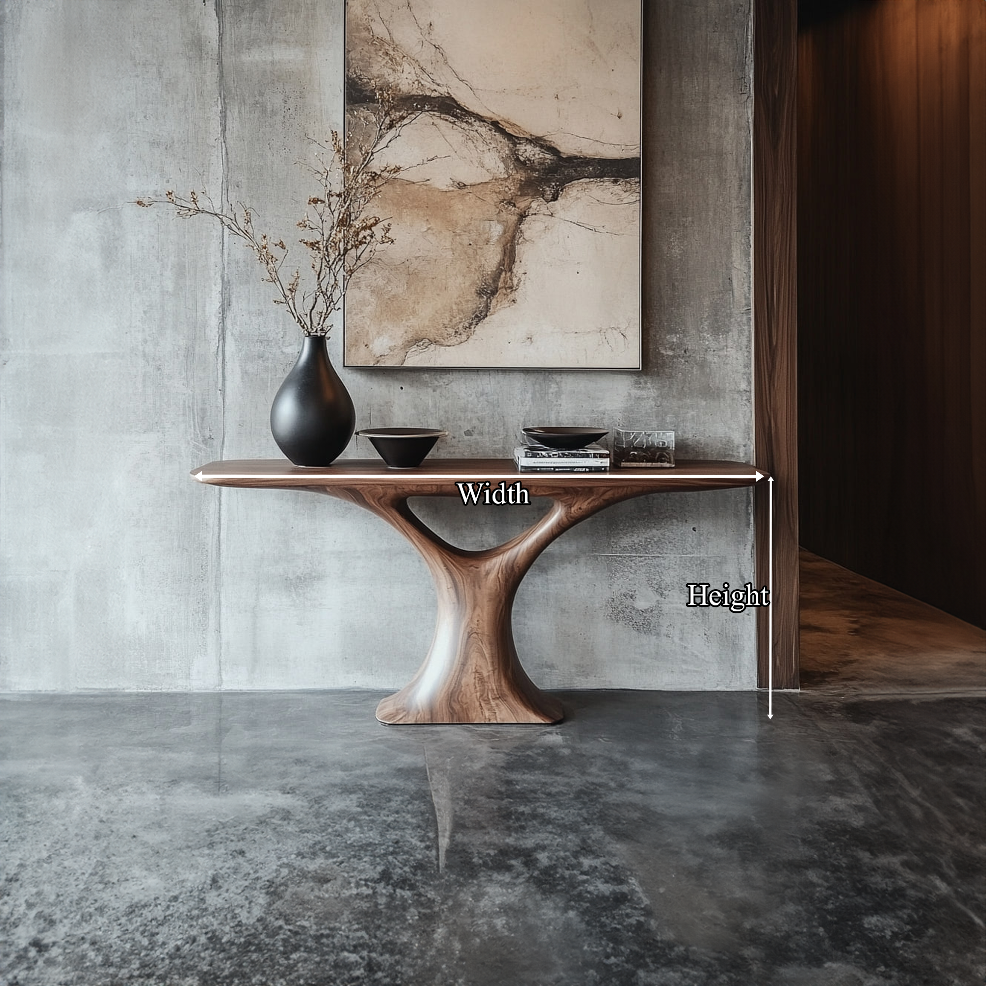 Mid Century Entry Table Smooth Sculptural Form Luxury Welcome Area SINLKICS330