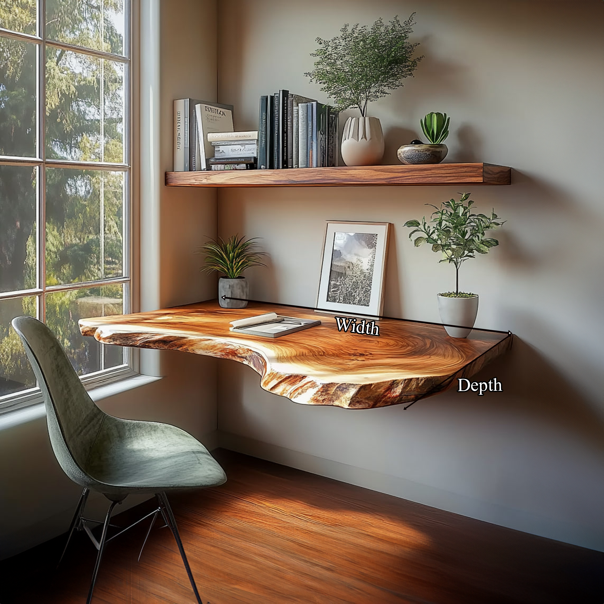 Mid Century Floating Desk Shelf Modern Bedroom Office SINLKIFL213