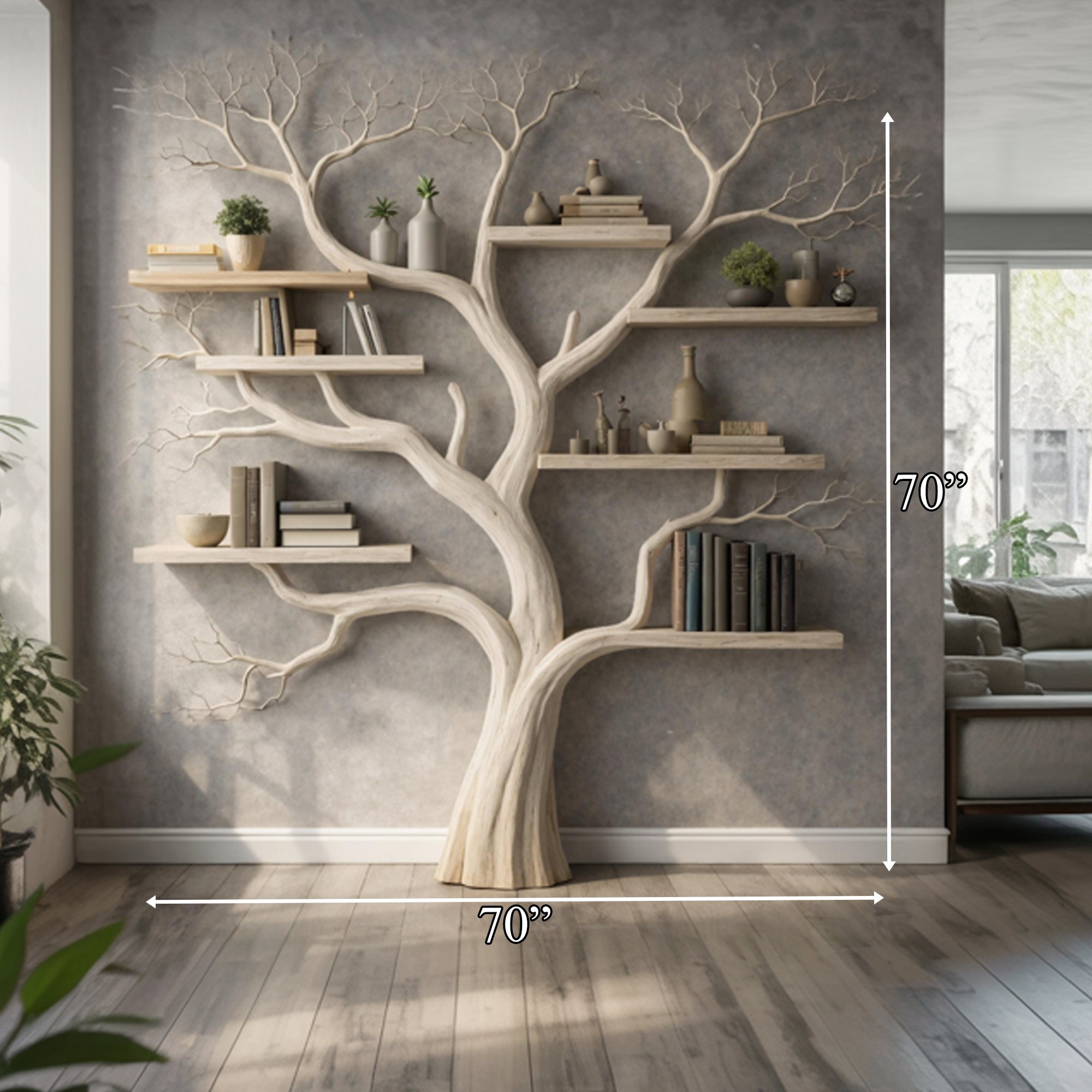 Rustic Wooden Tree Bookshelf For Bedroom Or Living Room SINLKITB621