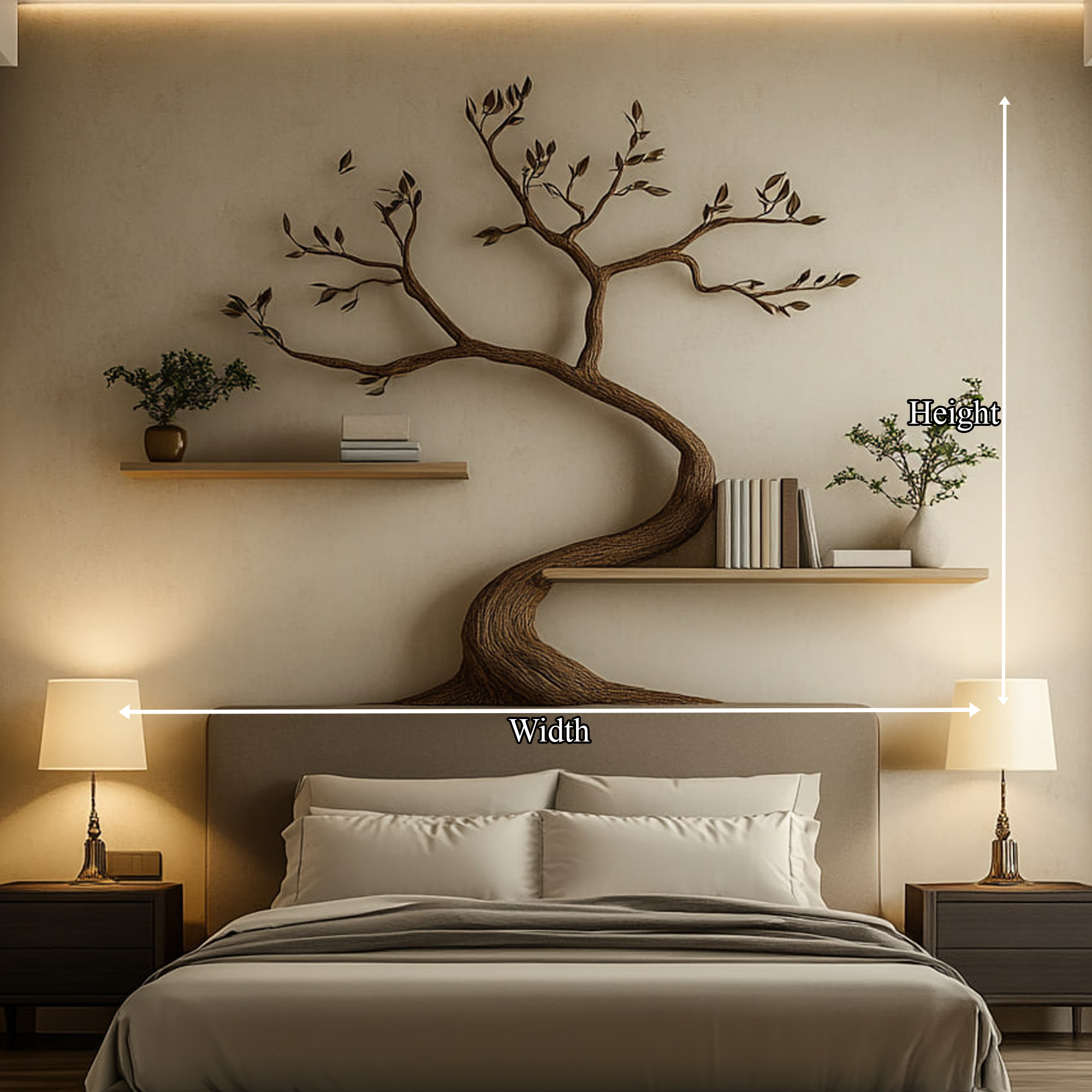 Mid Century Tree Wall Bookshelf Modern Bedroom Decor SINLKITBS095