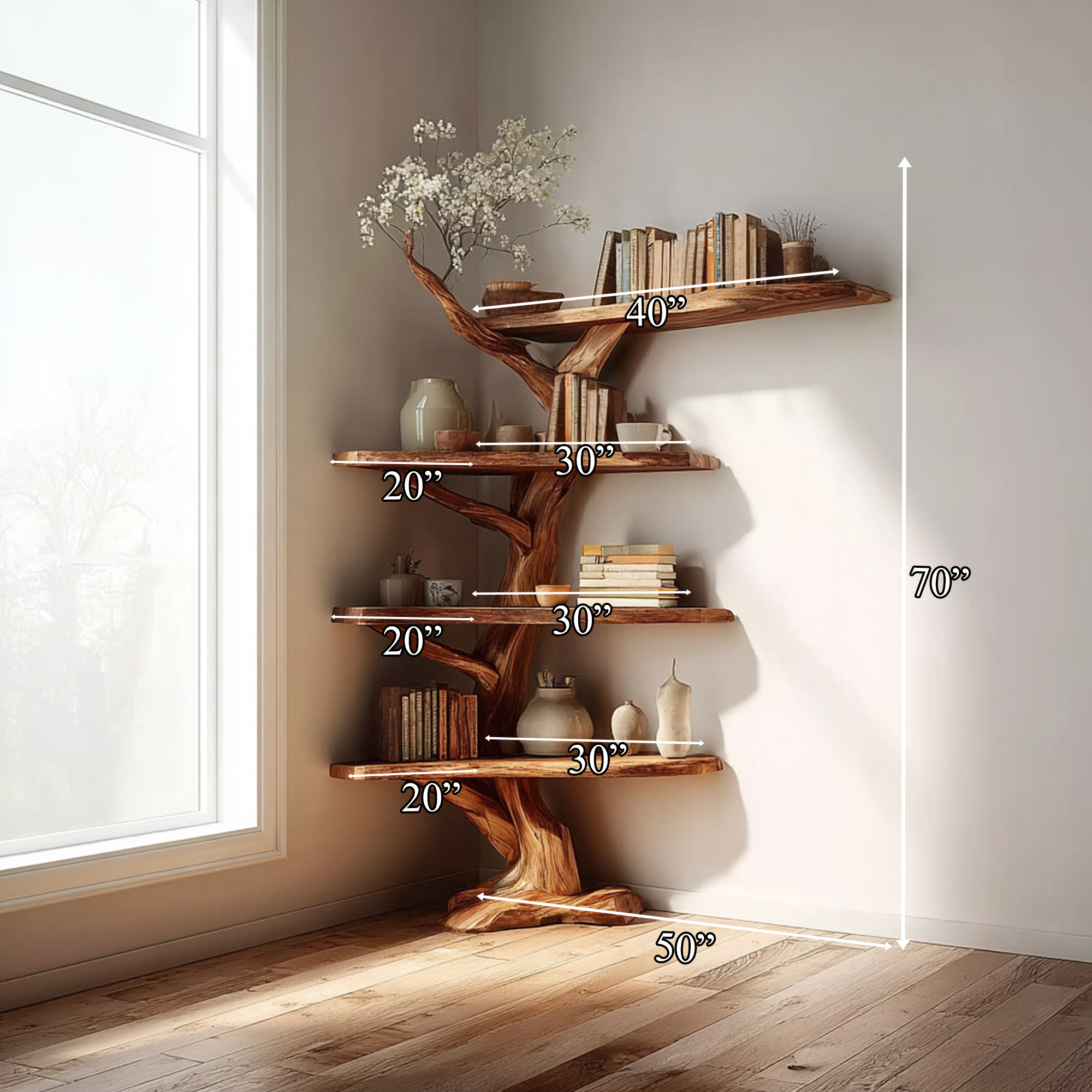 Rustic Corner Shelf Living Room Artistic Display SINLKITB471