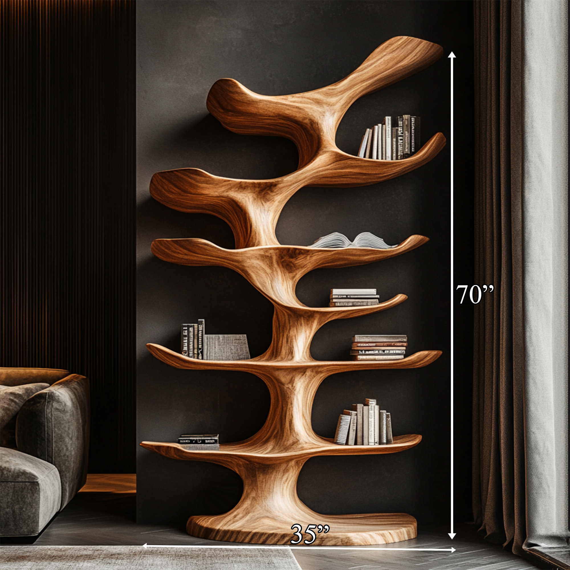 Organic Modern Sculptural Bookshelf Living Room Or Bedroom SINLKITB588