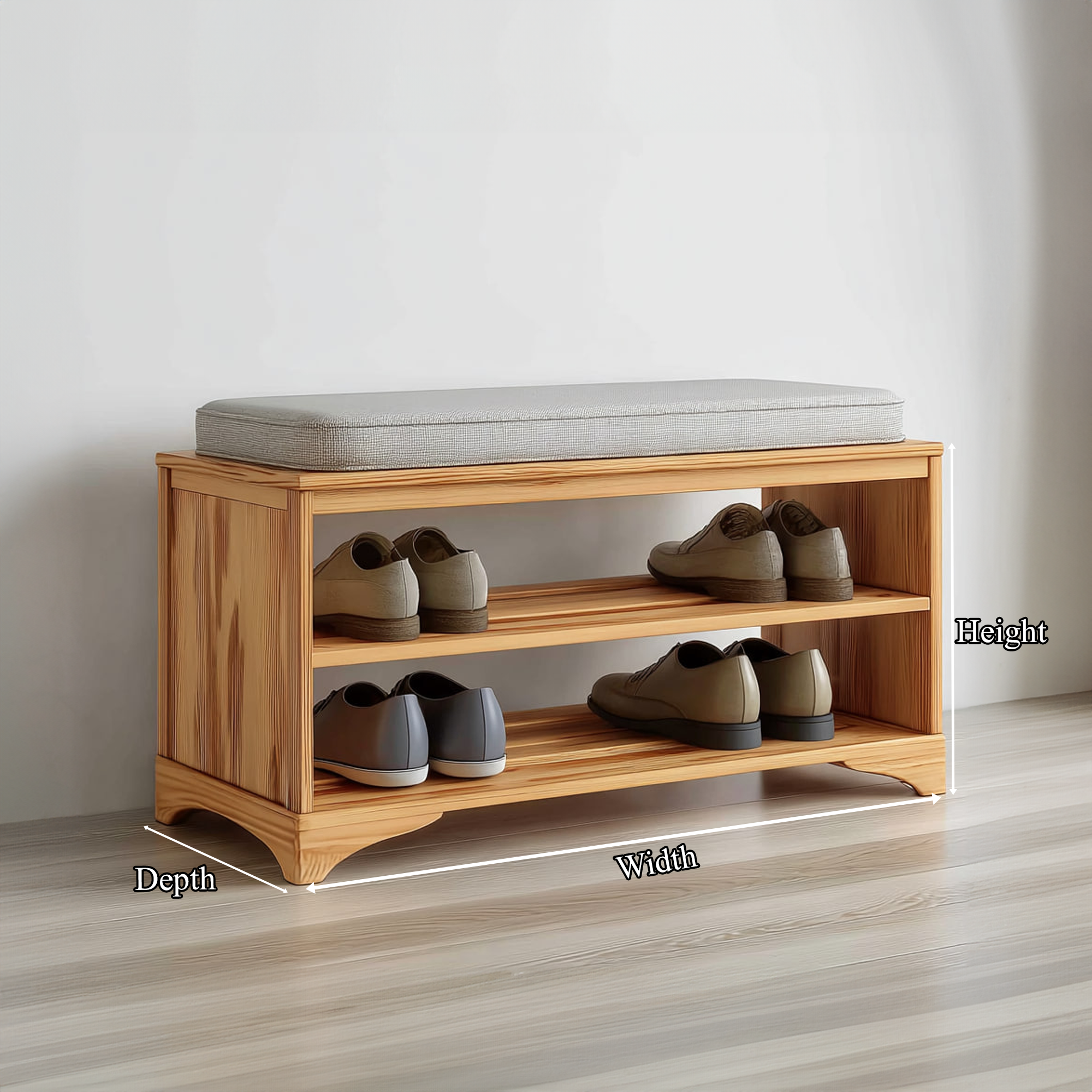 Rustic Farmhouse Shoe Rack Bench Entryway SINLKISB046