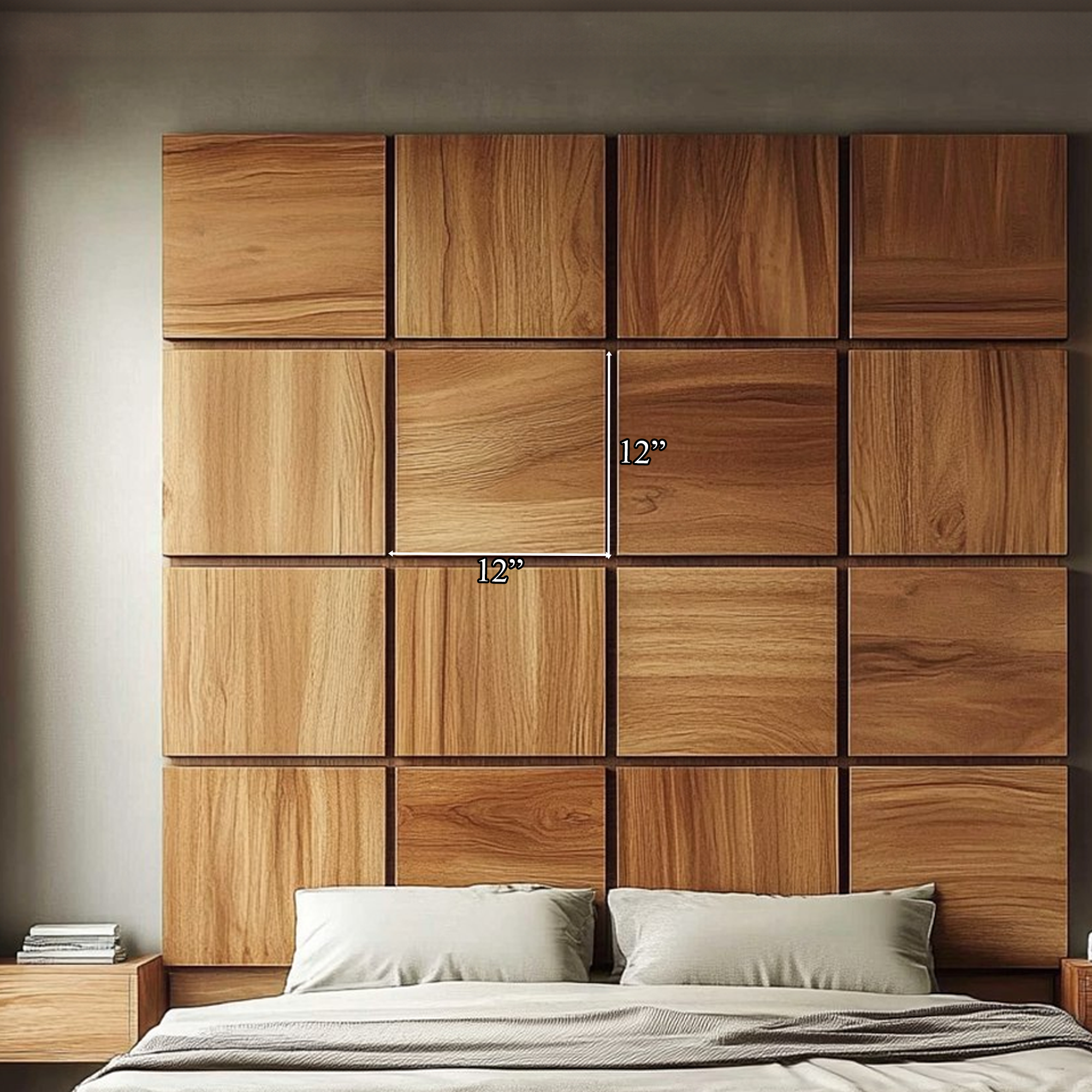 Handcrafted Wooden Panel Headboard Solid Wood Bedroom Interior Clean Line Design SINLKIDH013