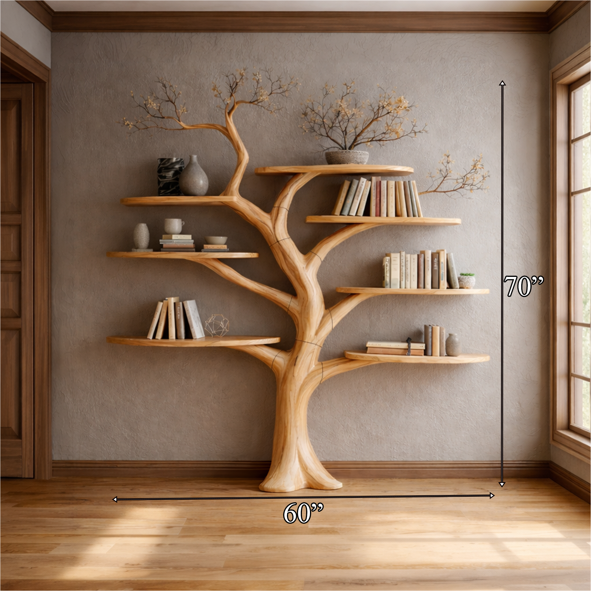 Midcentury Sculptural Tree Bookshelf Living Room SINLKITB636