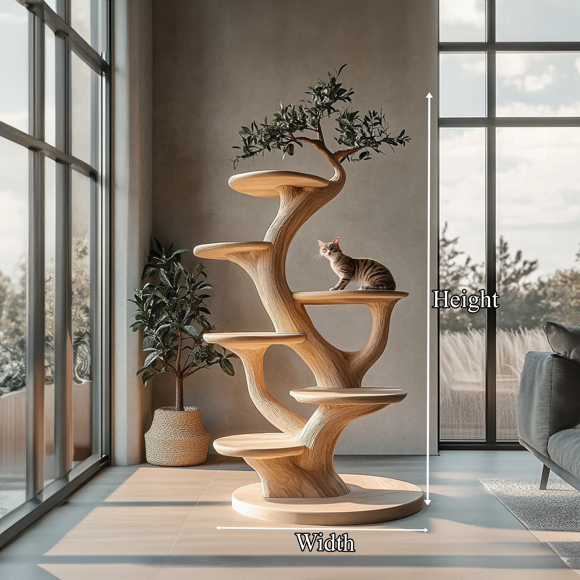 Rustic Cat Tree Organic Multi-Level Cat Tower For Home Interior SINLKITT088