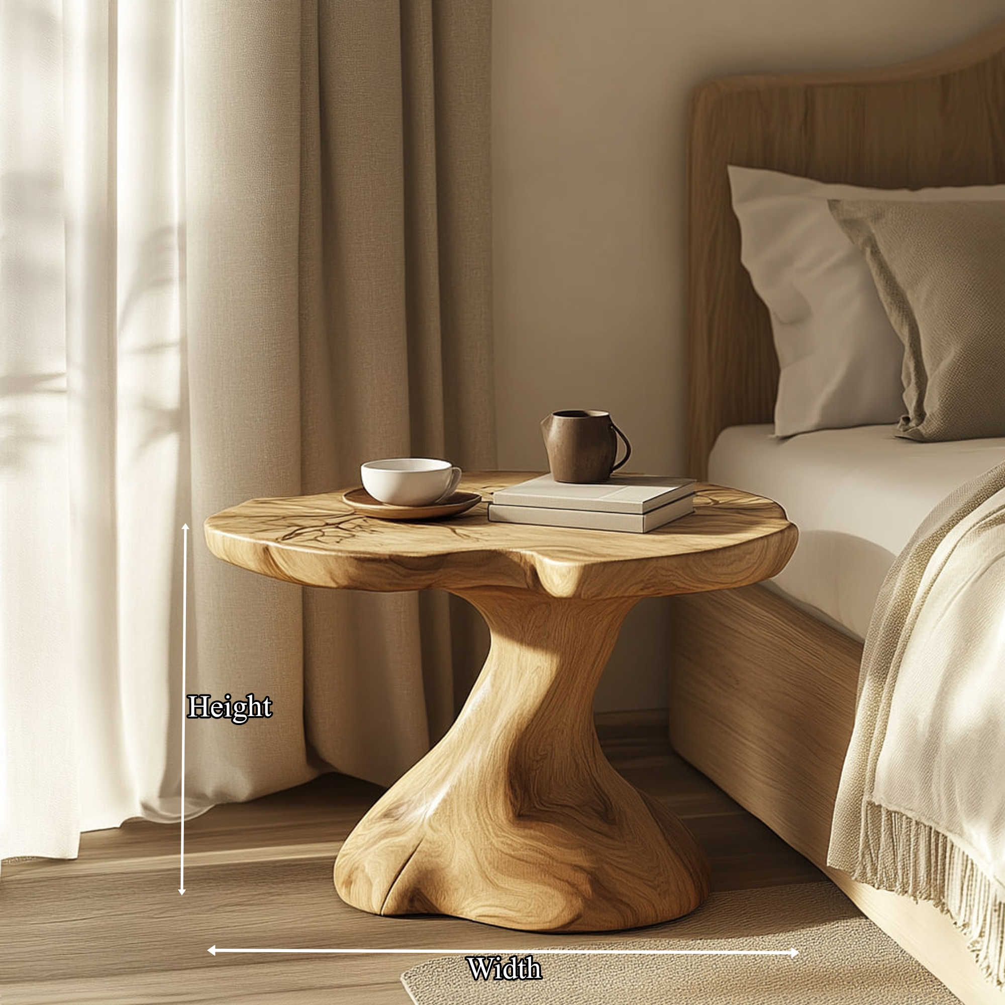 Rustic Wooden Nightstand Bedroom Decor SINLKIBT173