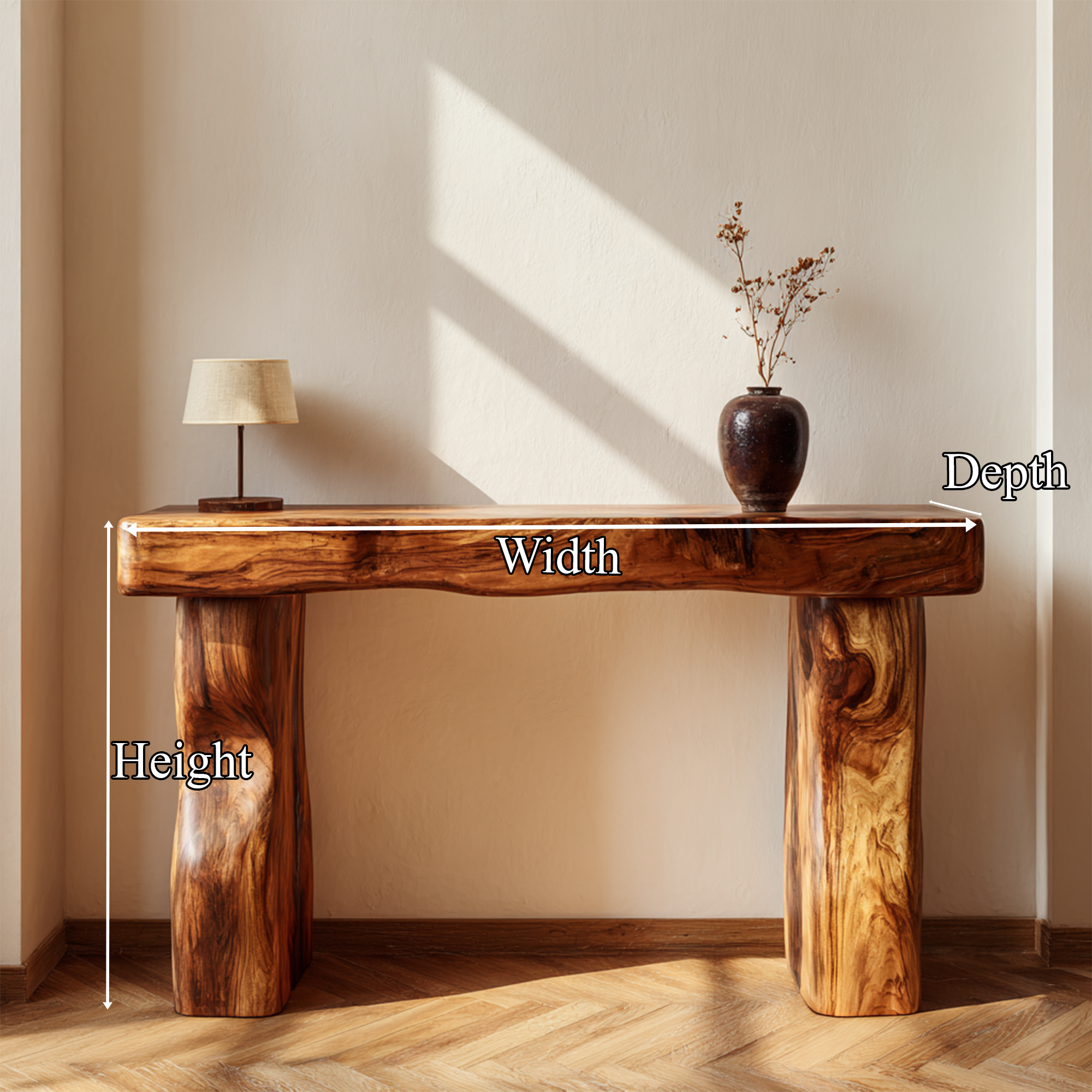 Rustic Console Table Sculpted Wave Base Holiday Living Room SINLKICS403