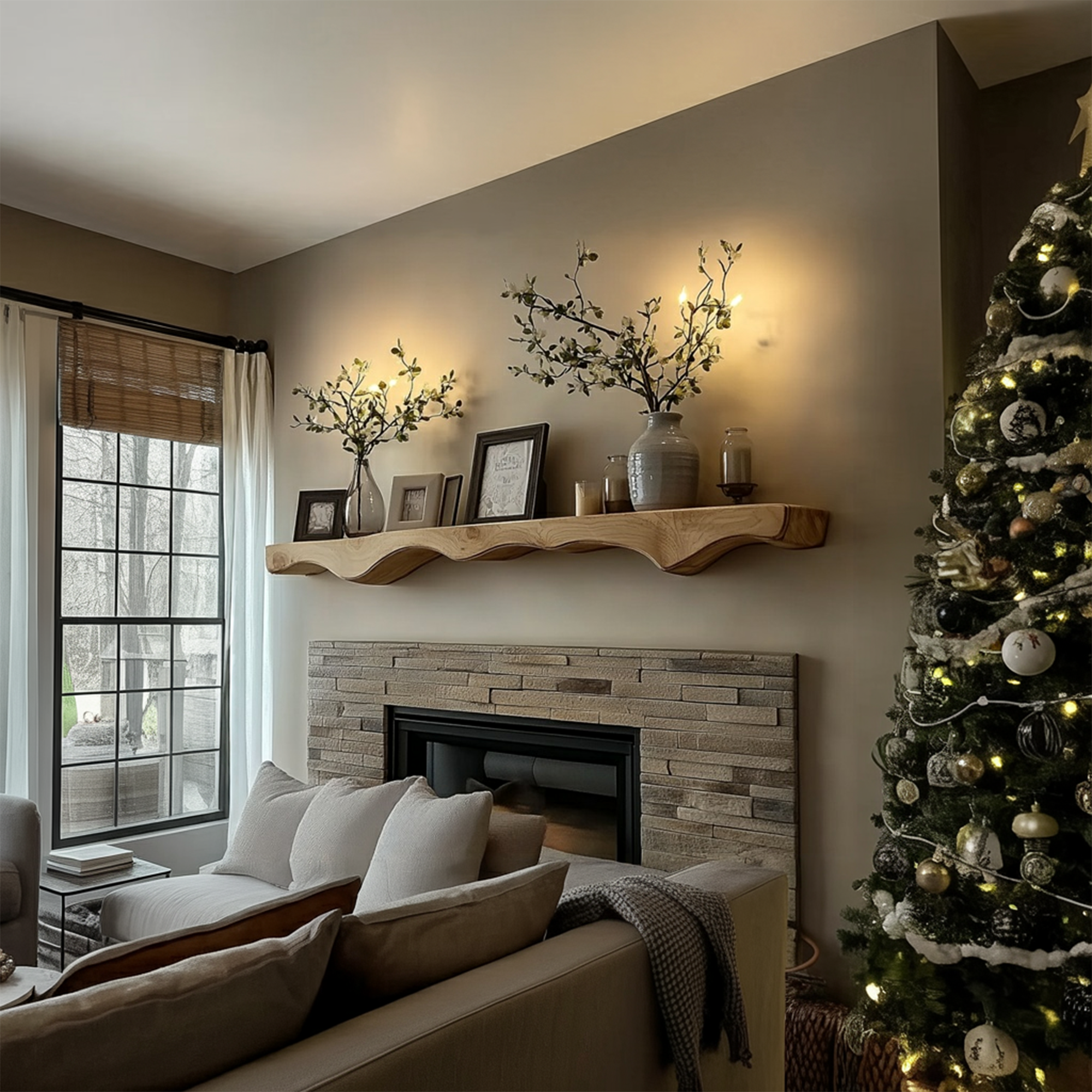 Mid Century Christmas Floating Wall Shelf Living Room Fireplace SINLKIFL340