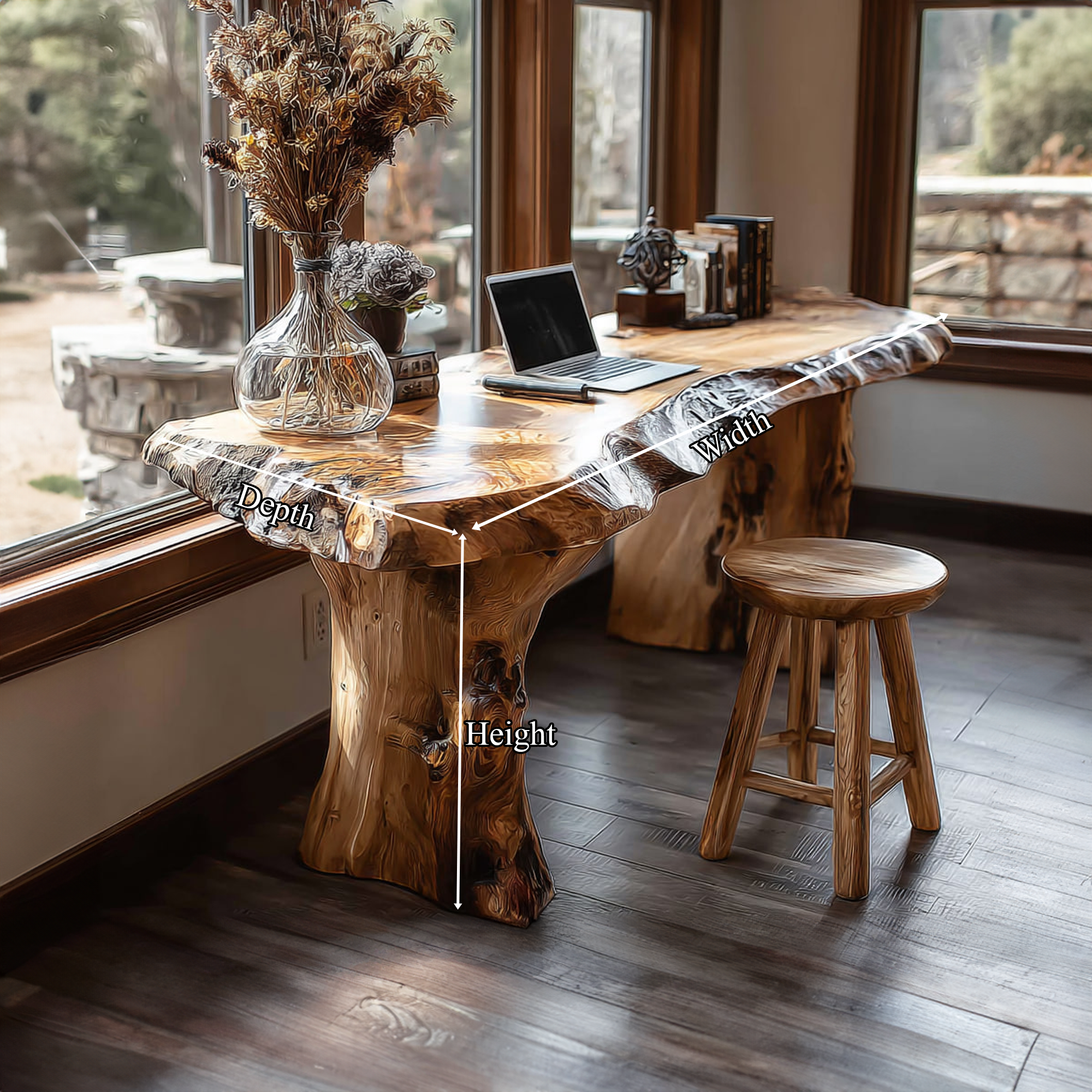 Rustic Live Edge Desk Living Room And Office Space SINLKIDK013