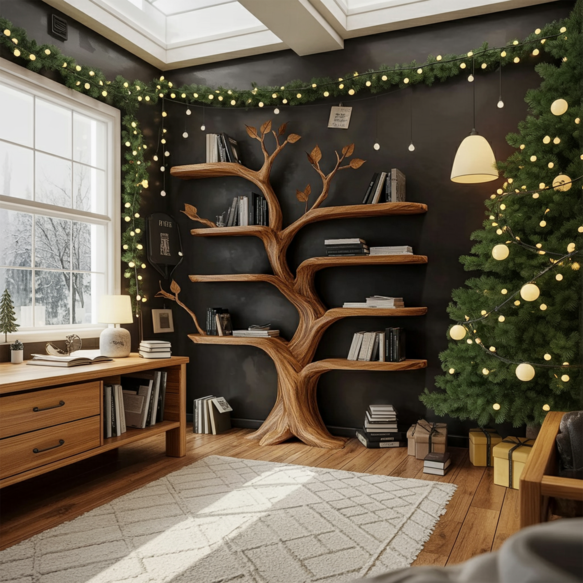 Rustic Christmas Tree Display Shelf Living Entryway Decor SINLKITB594