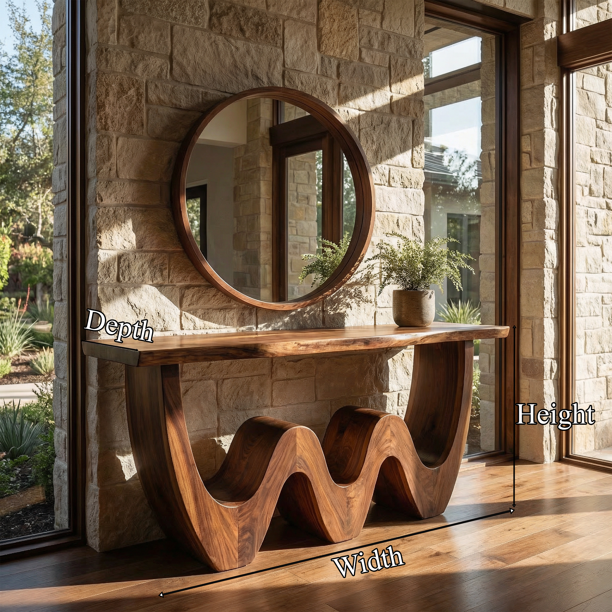 Rustic Triple Wave Console Table Entryway Hallway Living Room SINLKICS501