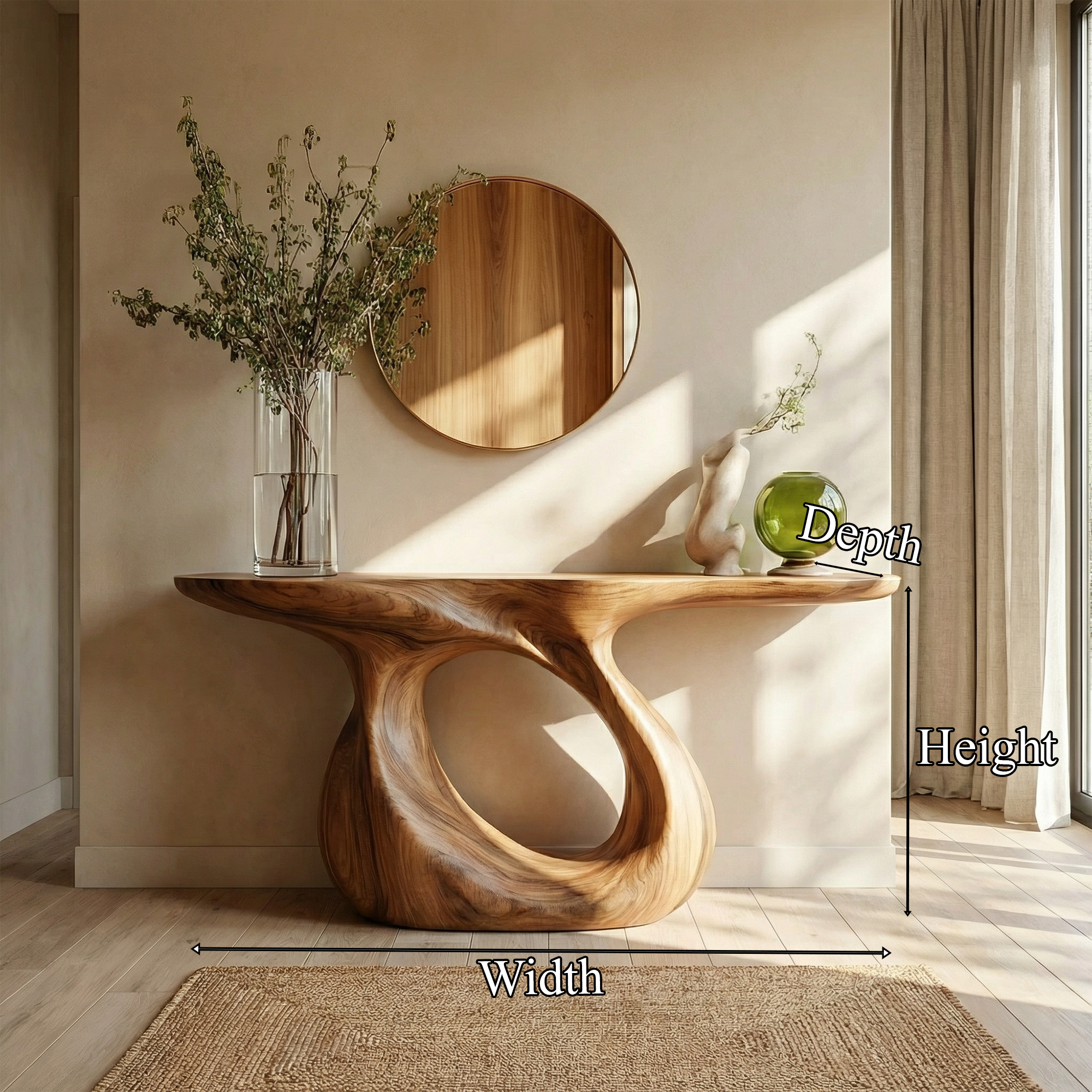 Organic Ring Base Console Table Entryway Hallway Living Room SINLKICS504