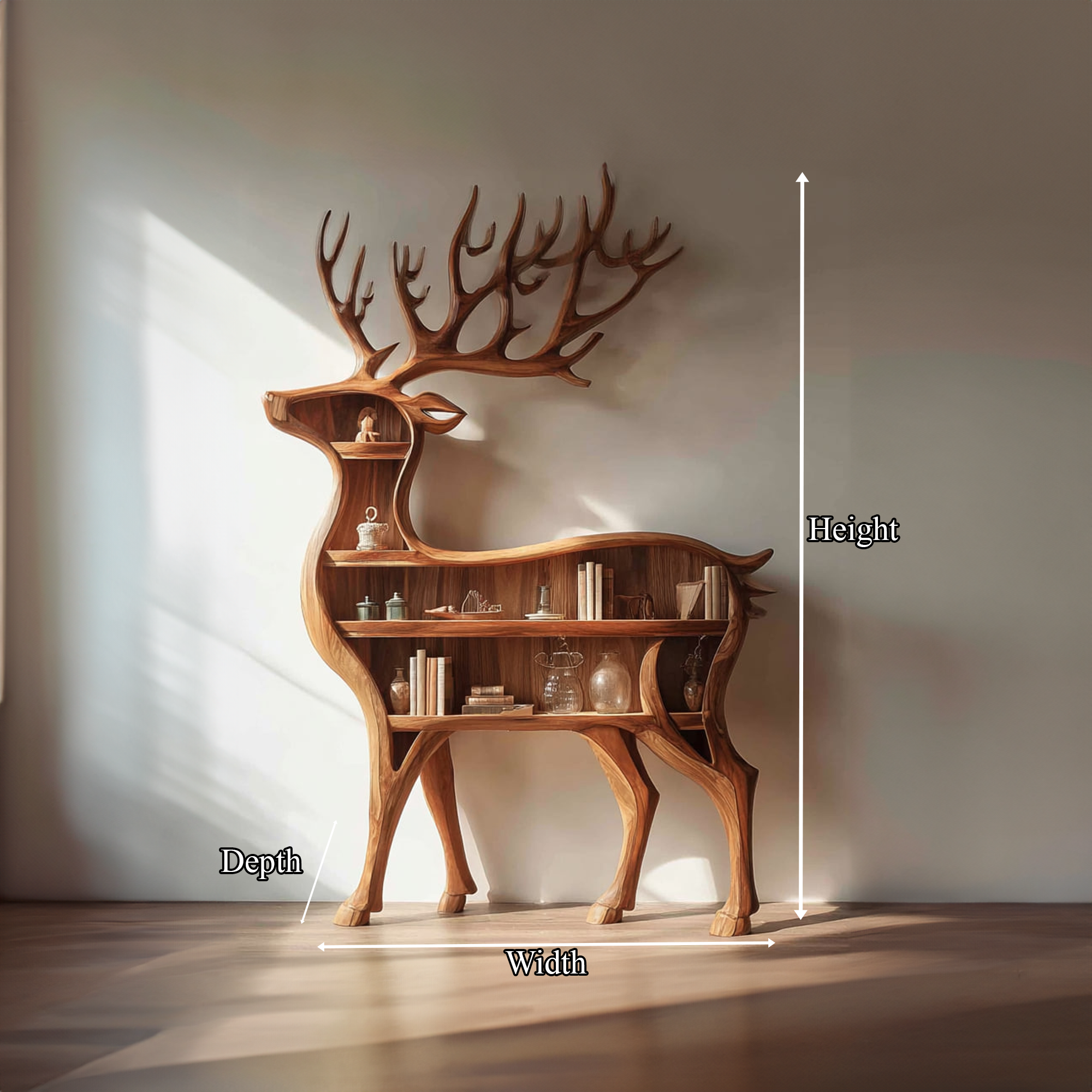 Rustic Deer Bookshelf Living Room Or Entryway Decorative SINLKISC096
