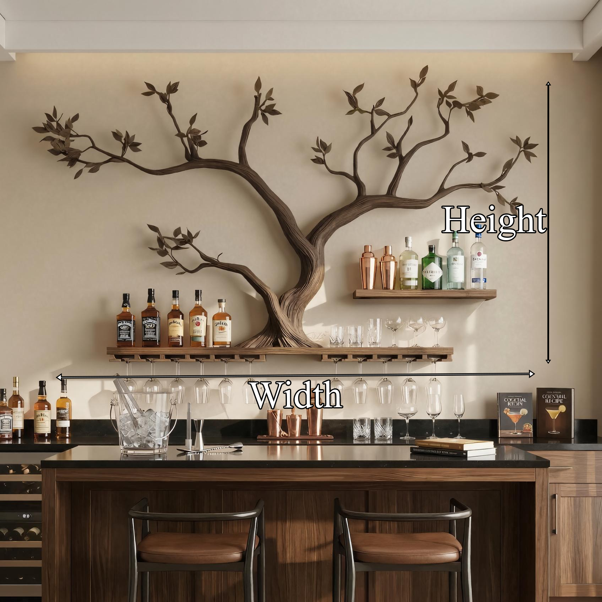 Rustic Tree Branch Wine Rack Wooden Wall Shelf For Kitchen Dining Room Home Bar SINLKIWR008