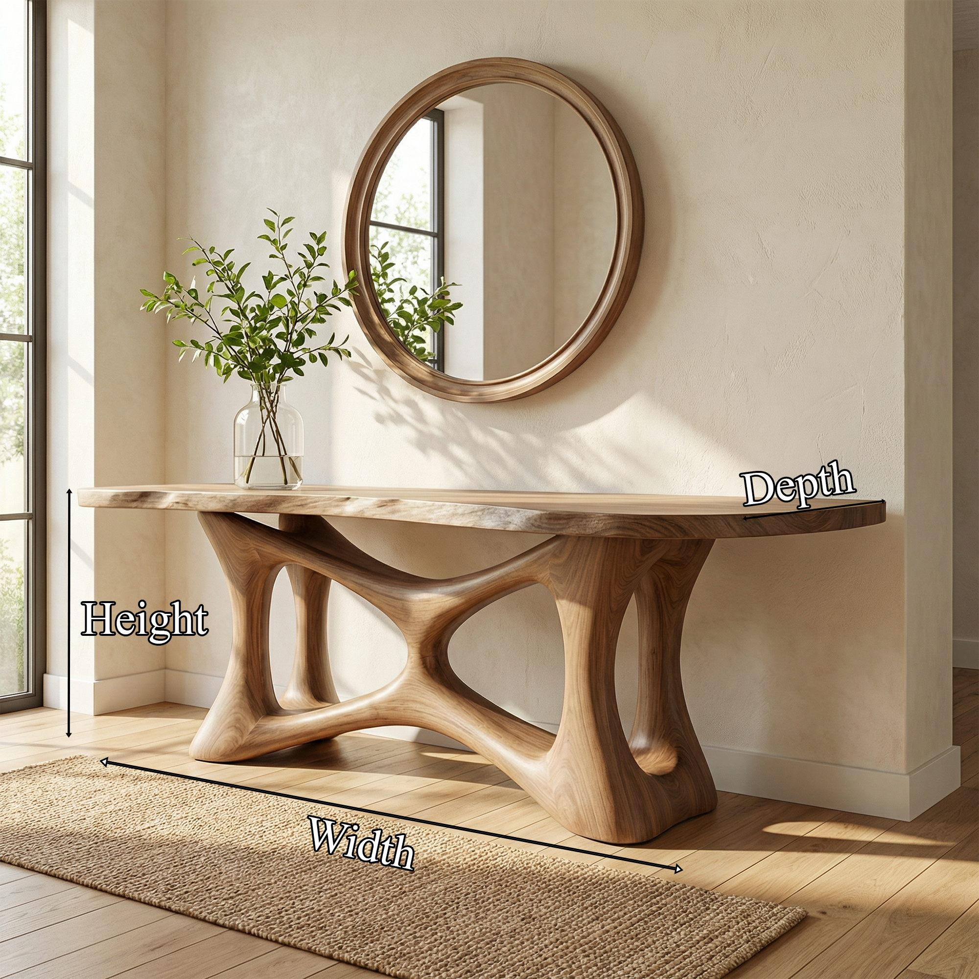 Organic Sculptural Console Table Sofa Back Living Room SINLKICS509