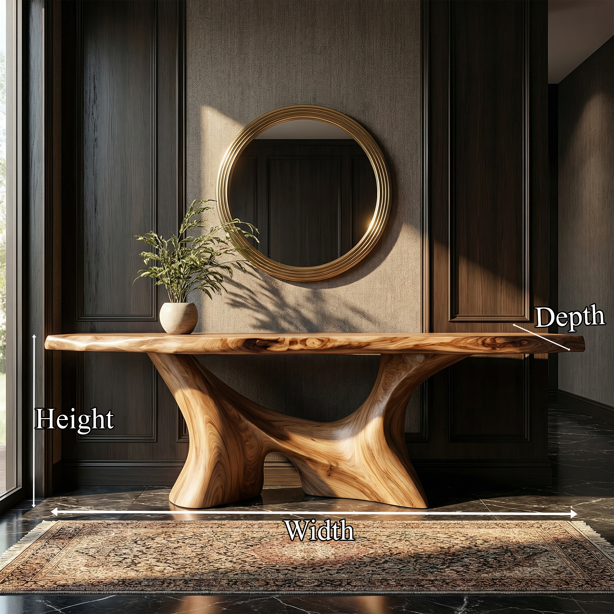 Modern Organic Sculptural Console Table Entryway Hallway Living Room SINLKICS510