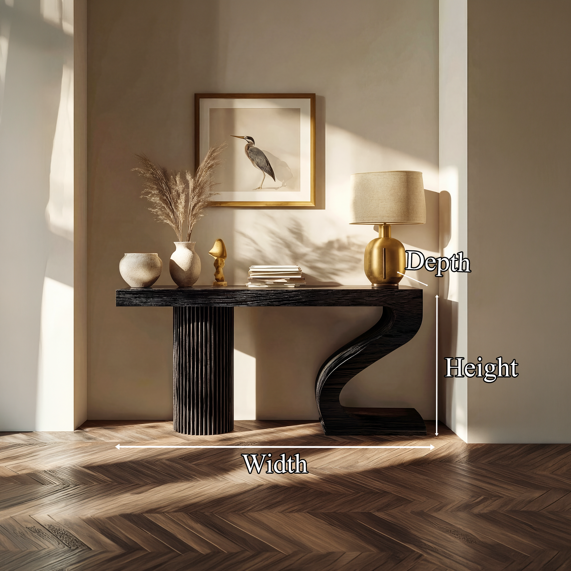 Modern Sculptural Console Table Entryway Living Room SINLKICS486