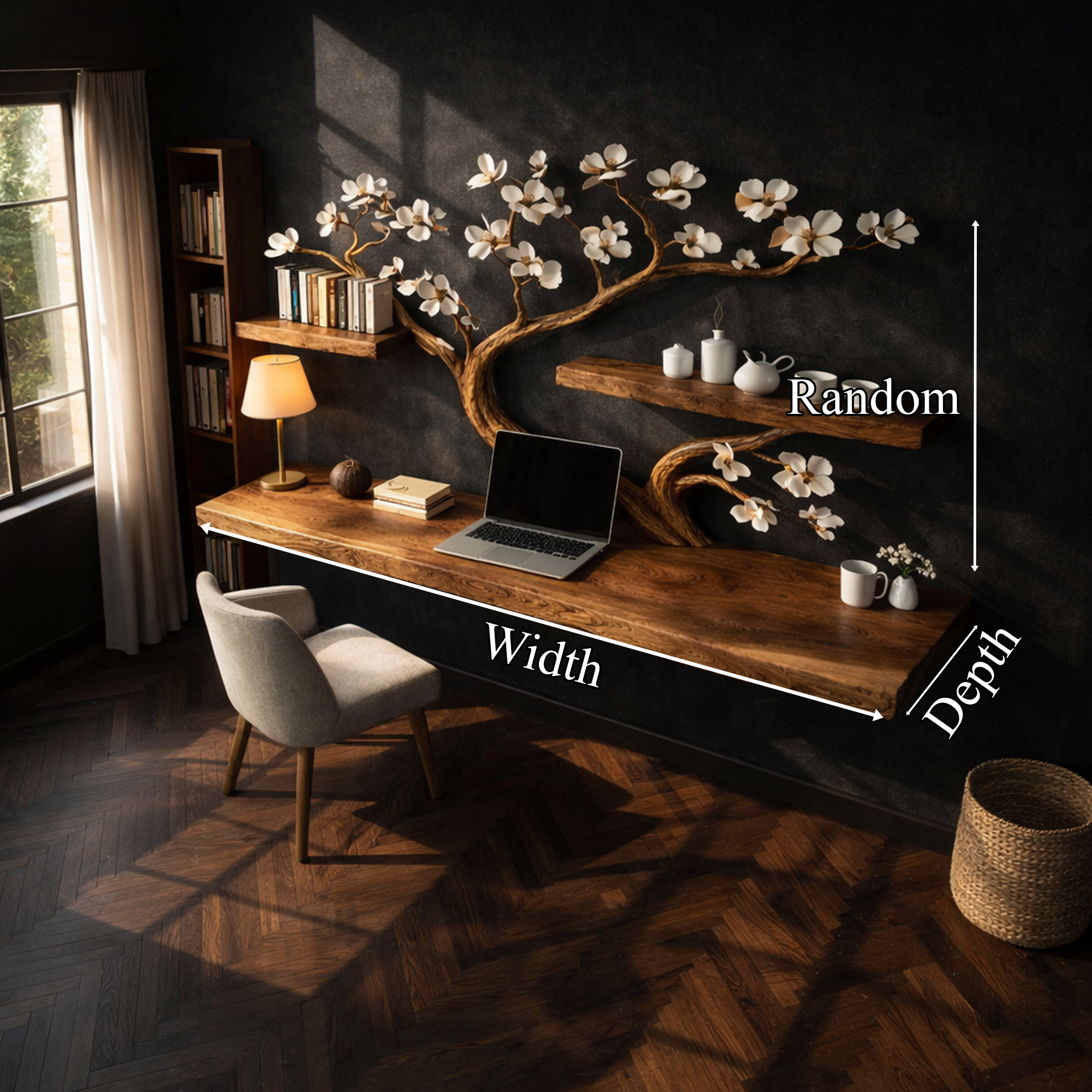 Organic Tree Branch Sculptural Wall Mounted Desk For Home Office SINLKIDK088