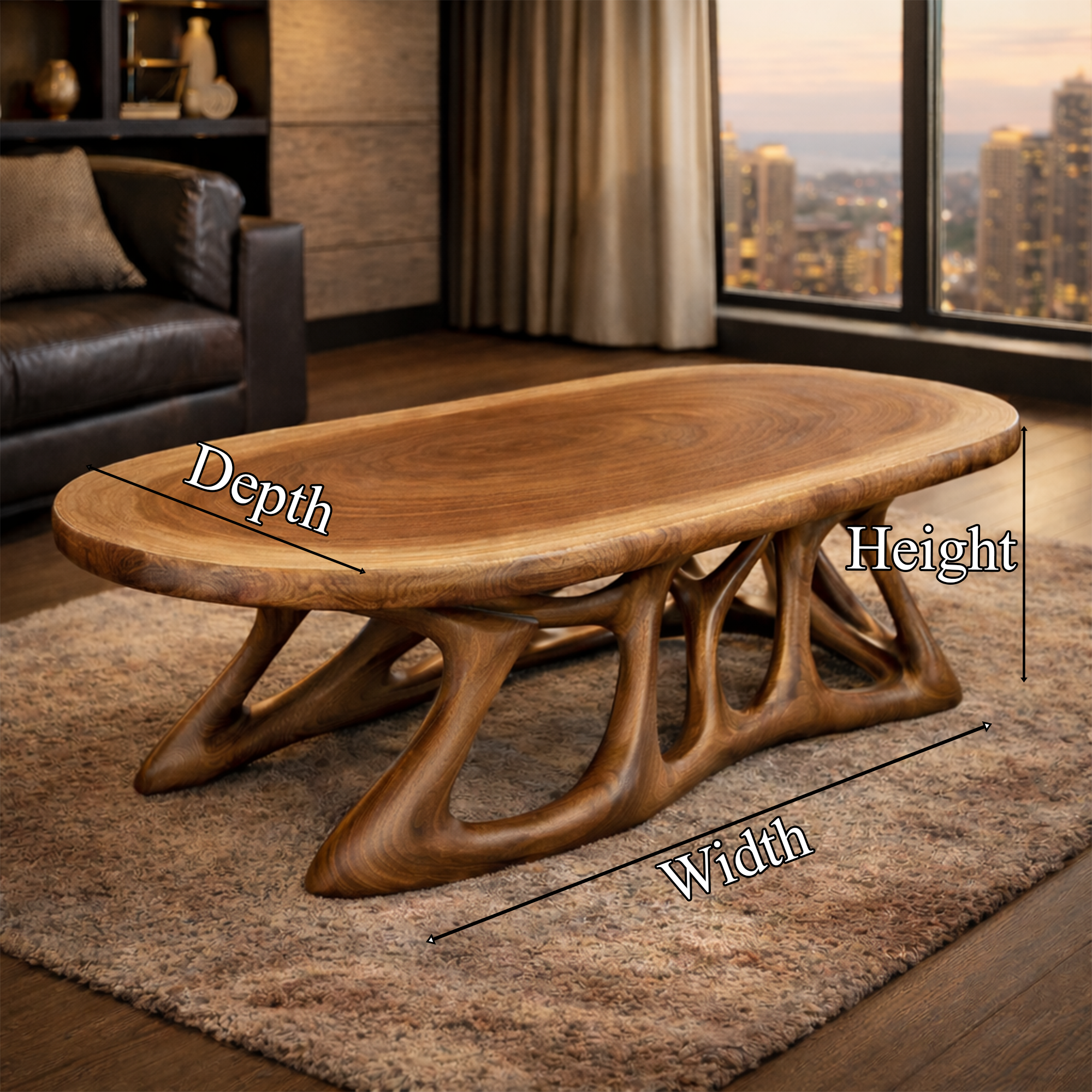 Organic Root Inspired Solid Wood Coffee Table Modern Living Room Interior SINLKICF304