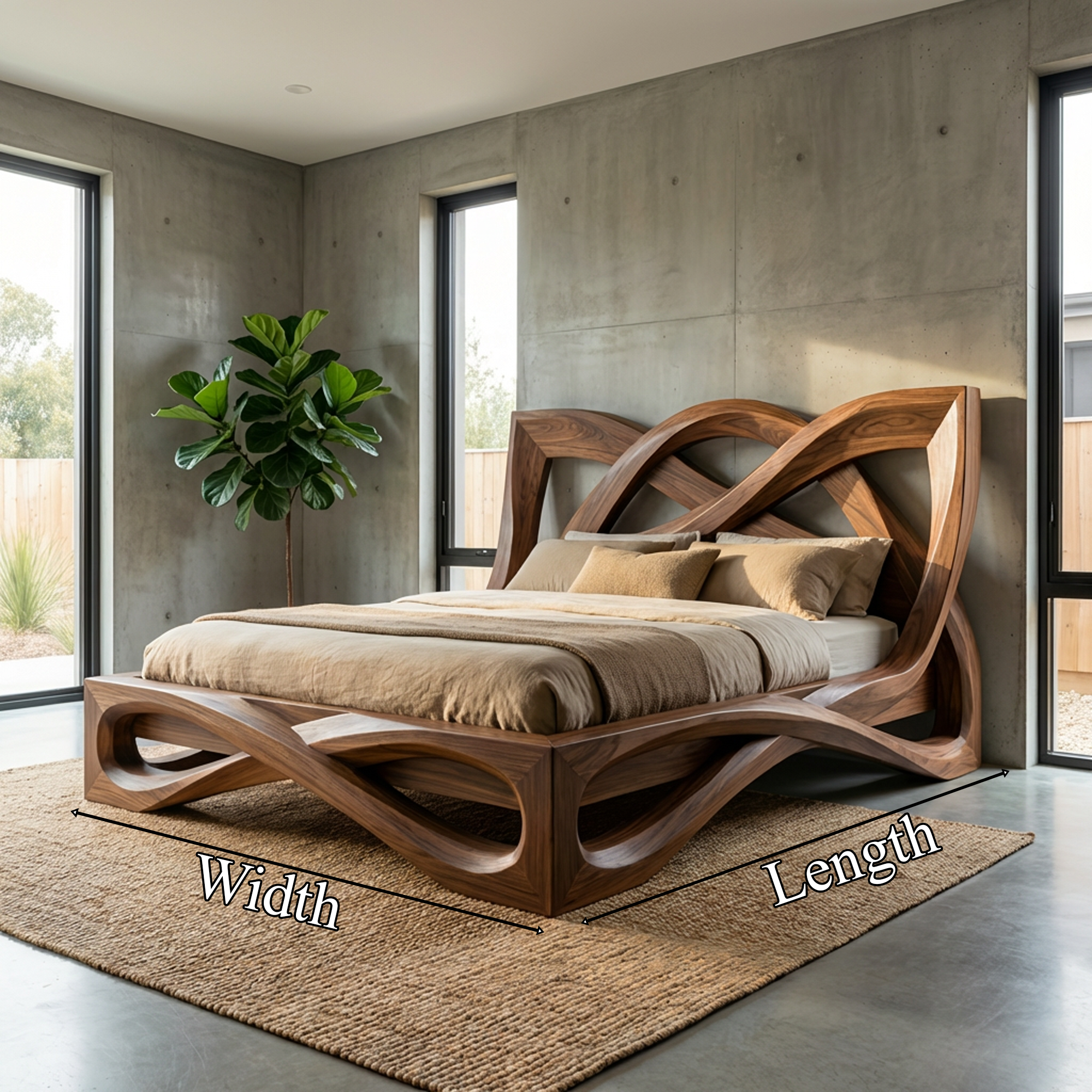 Rustic Organic Shape Bed Frame For Bedroom And Living Space SINLKIWB095