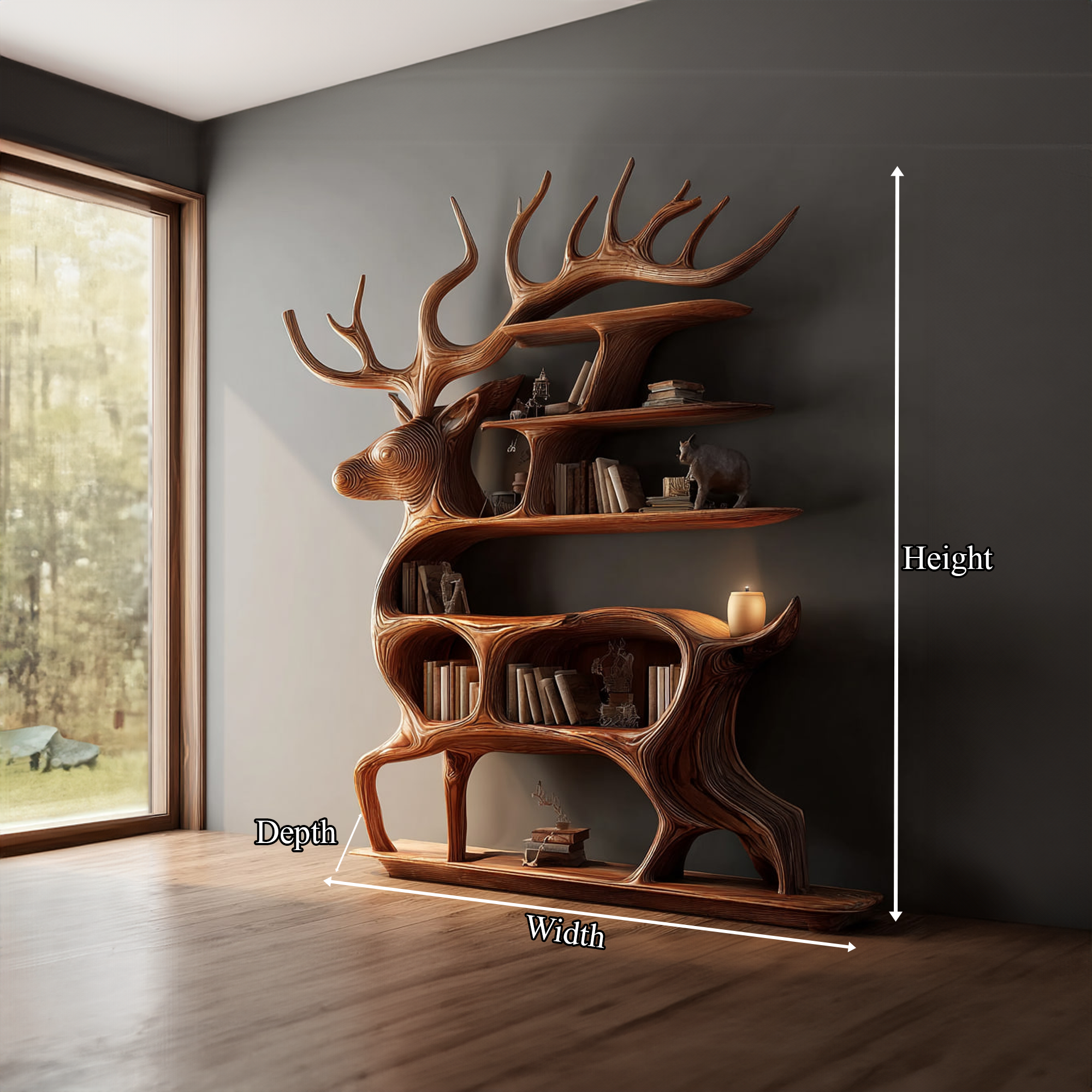 Rustic Deer Display Shelf Living Room Or Bedroom SINLKISC098