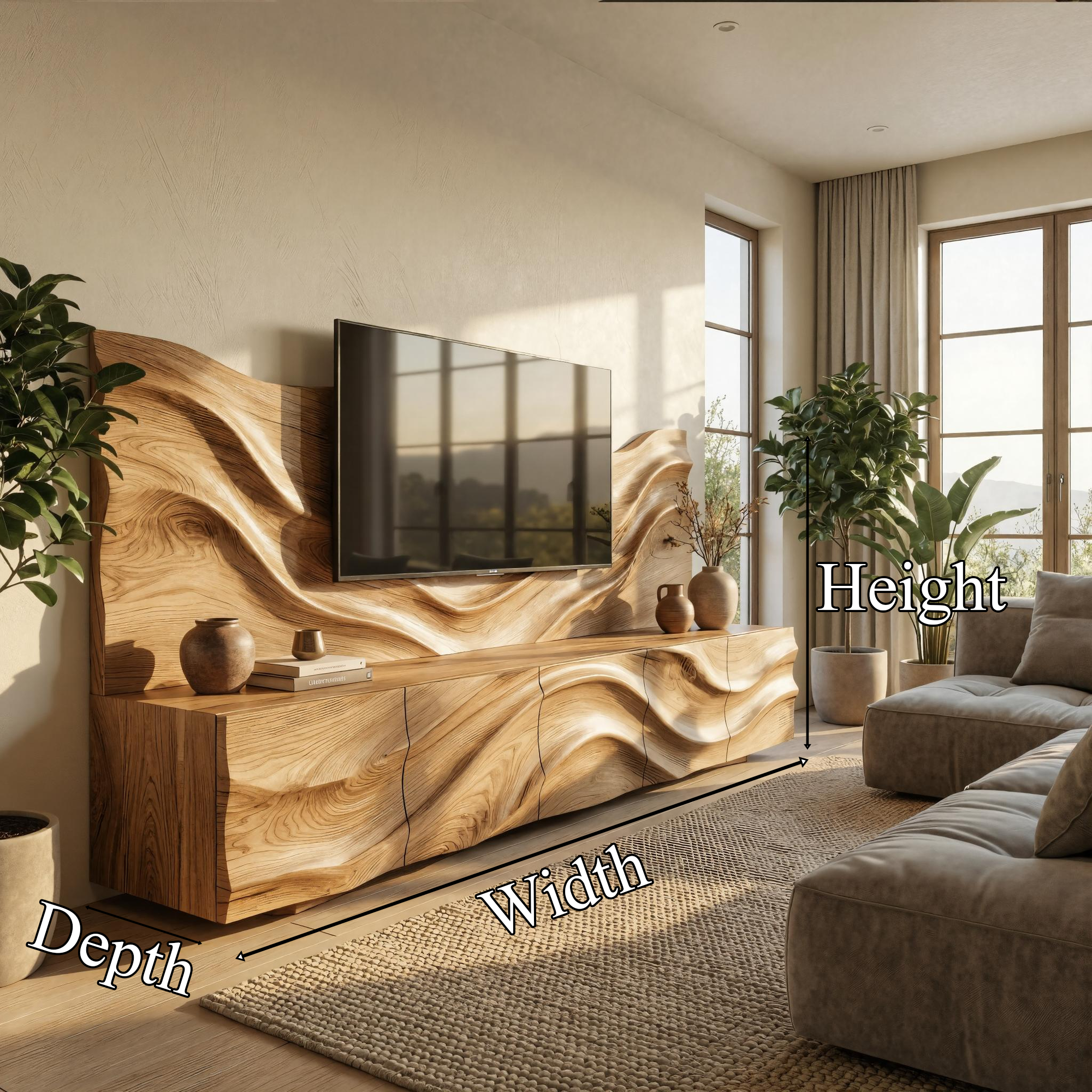 Scandinavian TV Cabinet And Wood Wall Panel Set Living Room Furniture SINLKISC500