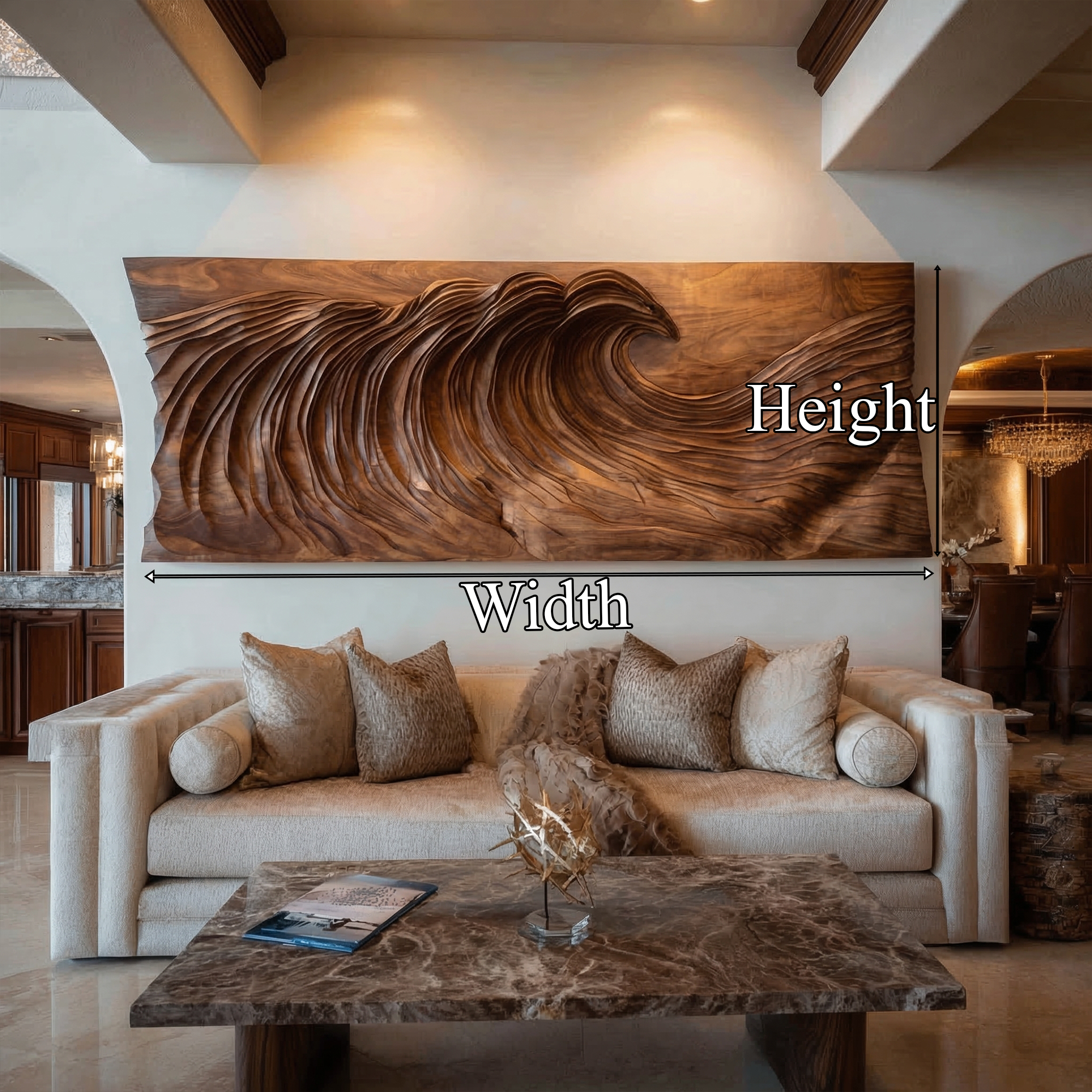 Modern Ocean Wave Wood Wall Art Living Room Wall Decor SINLKIWD038