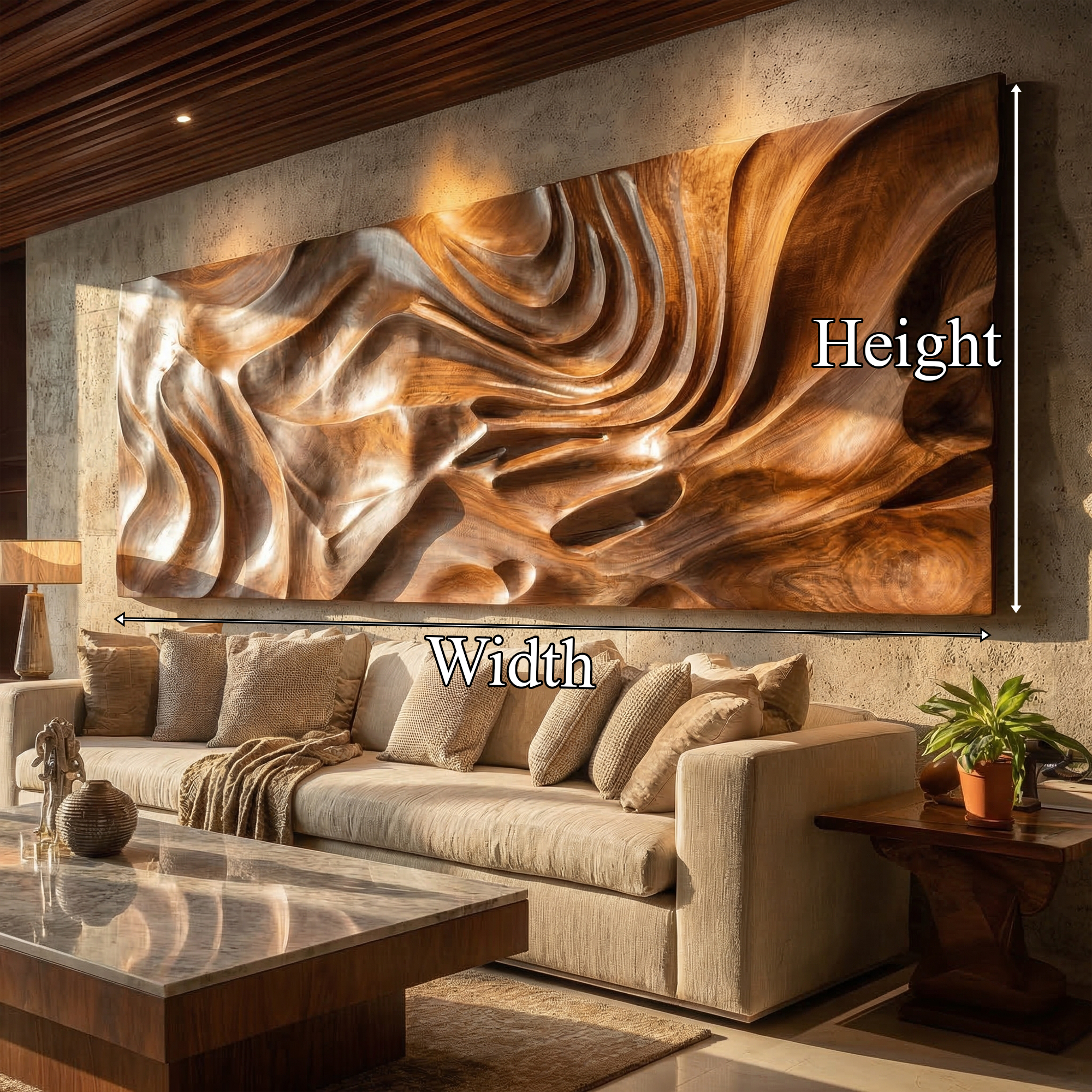 Modern Sculptural Abstract Wood Wall Art Living Room Wall Decor SINLKIWD041