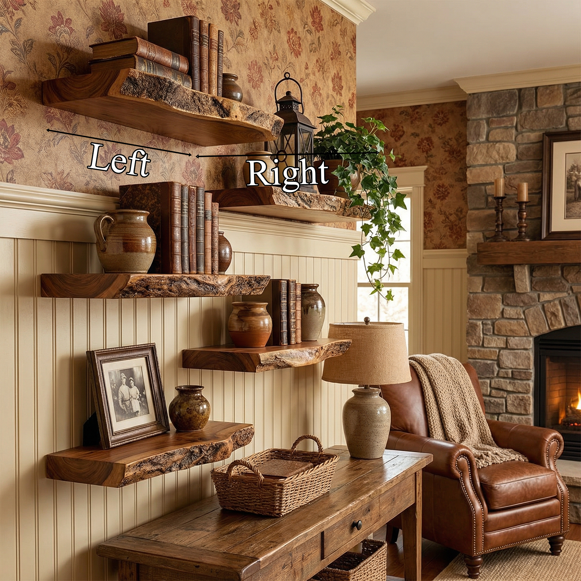 Rustic Floating Wall Shelves Solid Wood Vintage Home Display SINLKIFL504