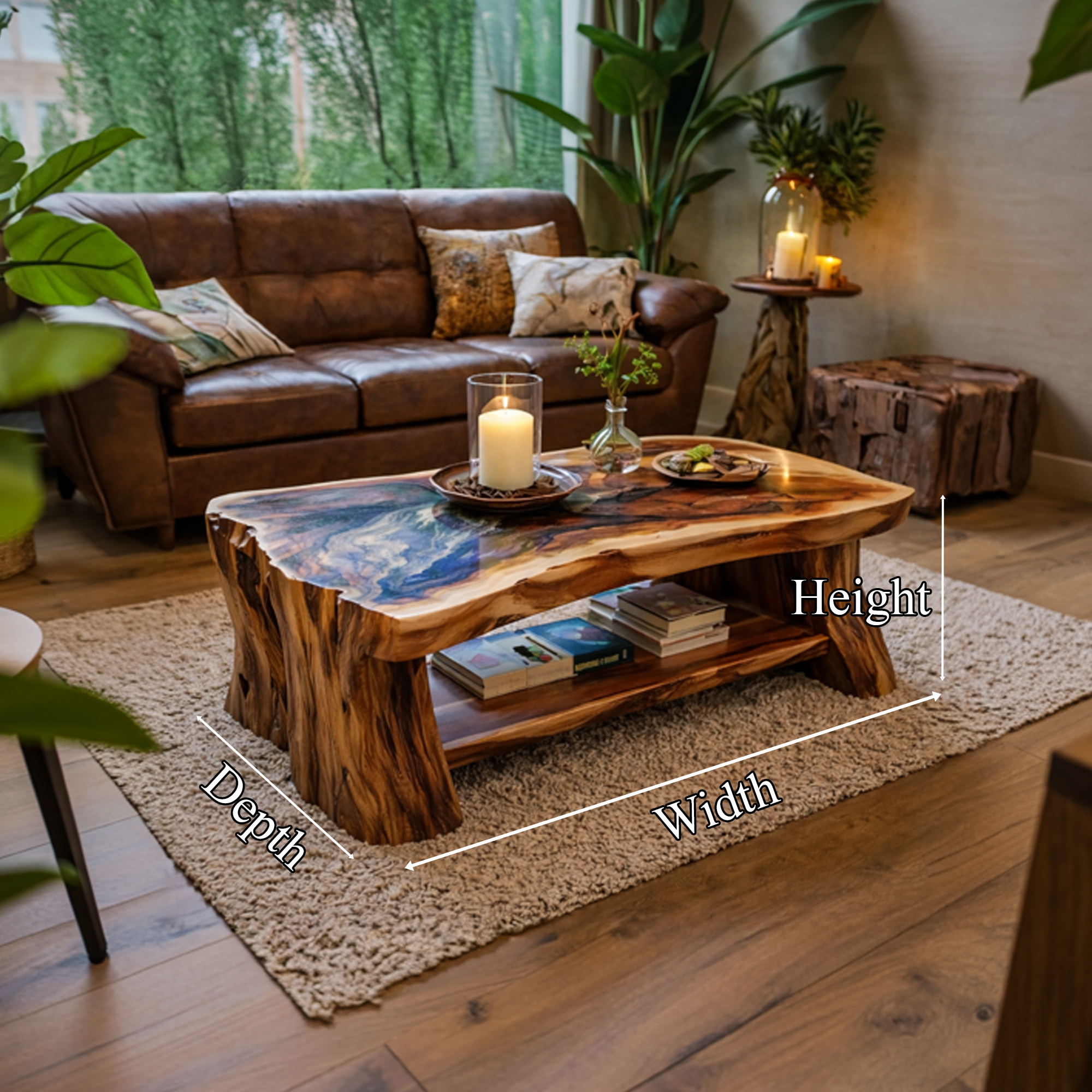 Reclaimed Slab Wood Coffee Table Living Room SINLKICF279