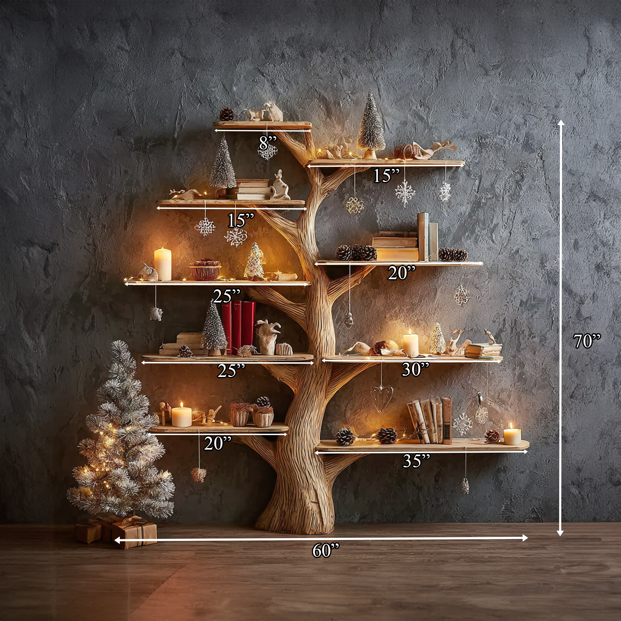 Mid Century Tree Bookshelf Seasonal Bedroom SINLKITB273
