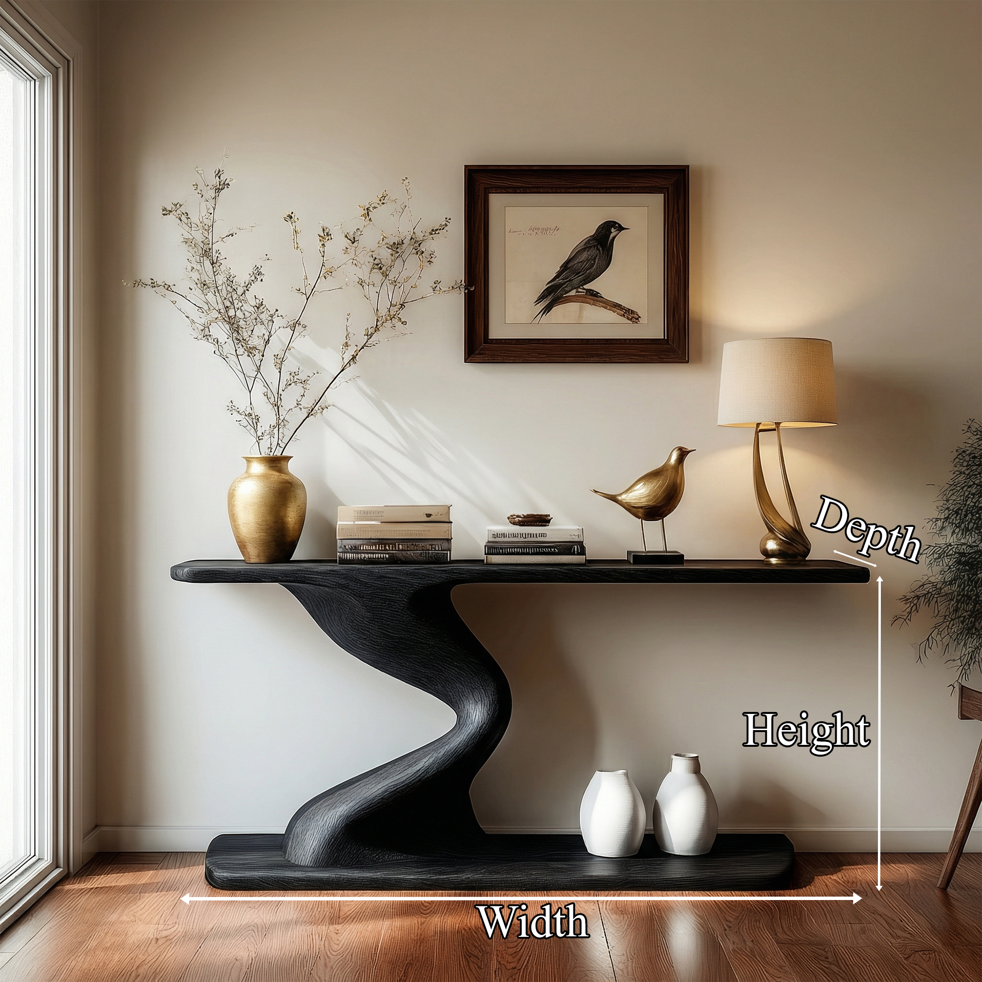 Contemporary Curved Console Table Entryway Hallway Living Room SINLKICS488