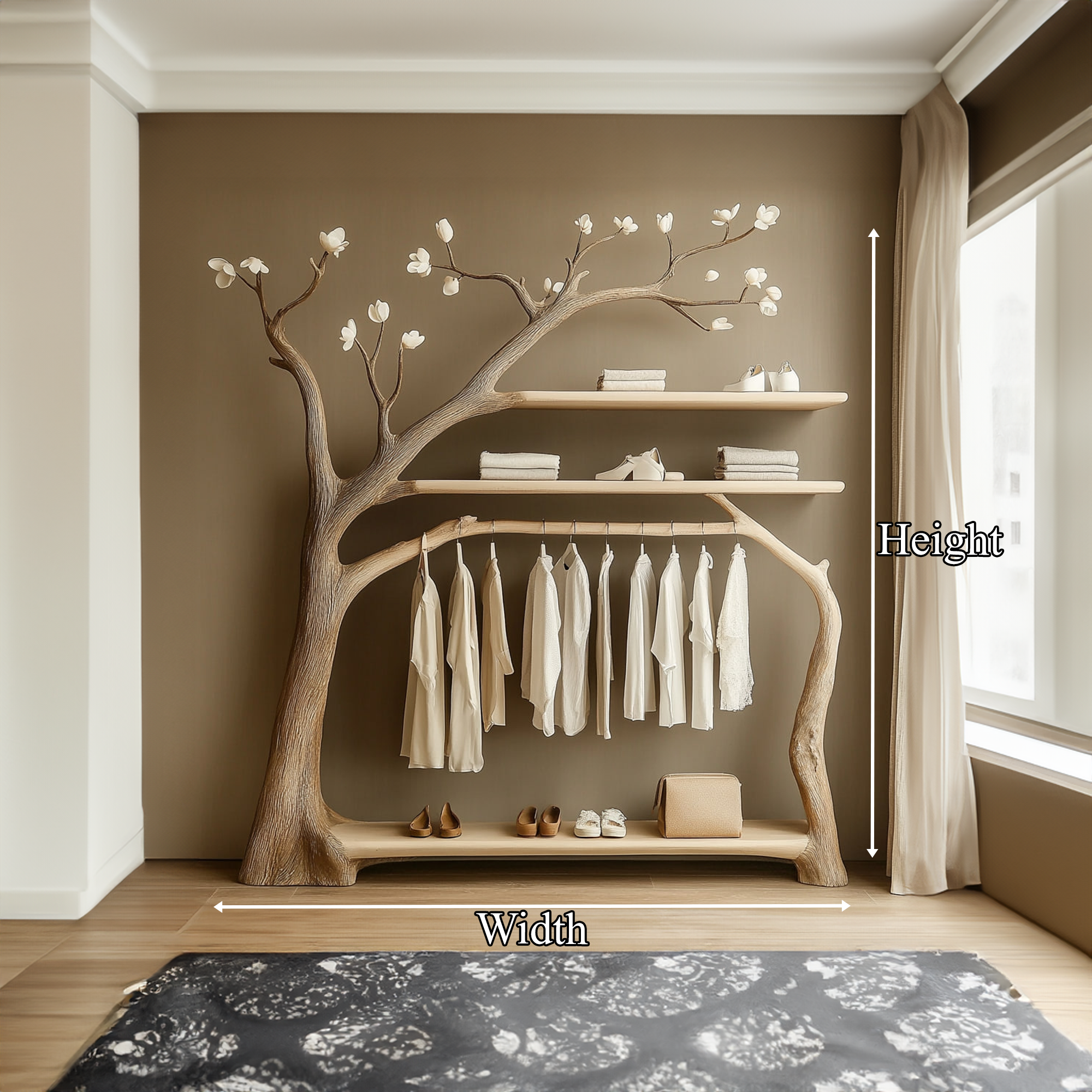 Rustic Tree Clothing Display Wardrobe Bedroom Decor SINLKITB550