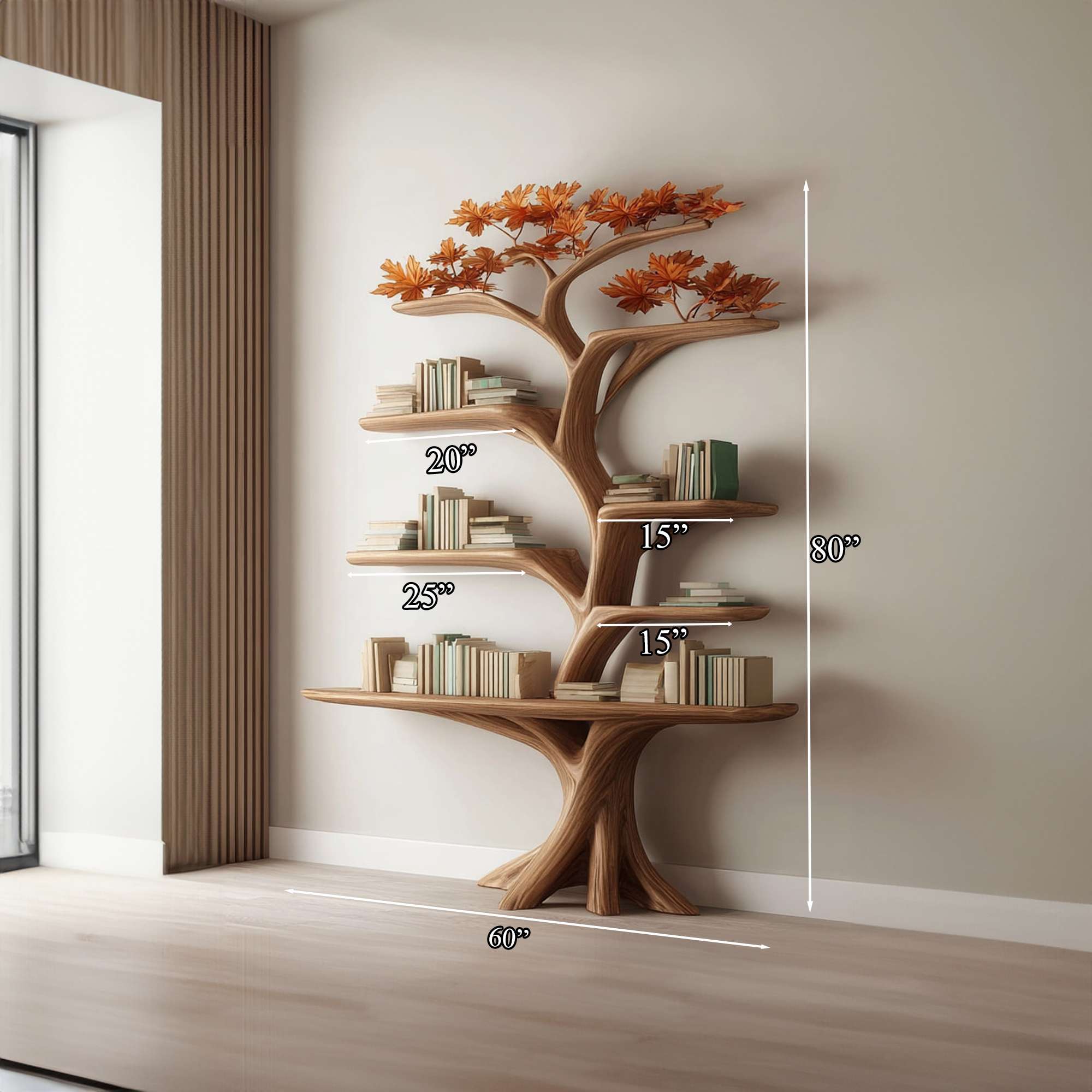 Rustic Tree Shelf Living Room Storage SINLKITB246