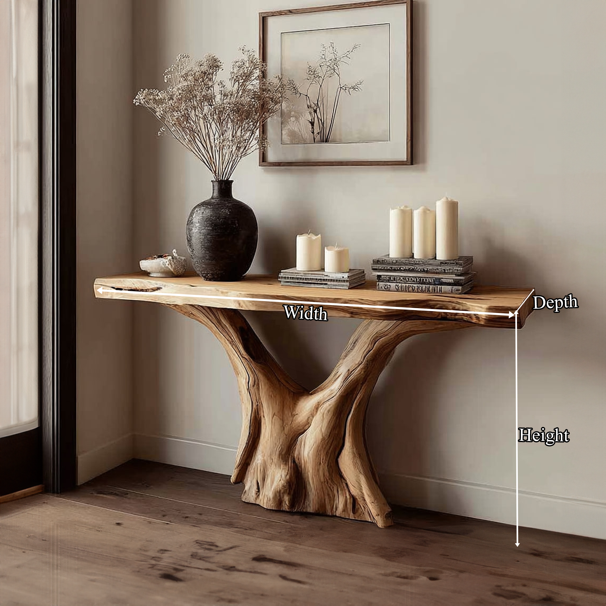 Rustic Live Edge Console Table Accent Room Or Entry SINLKICS250