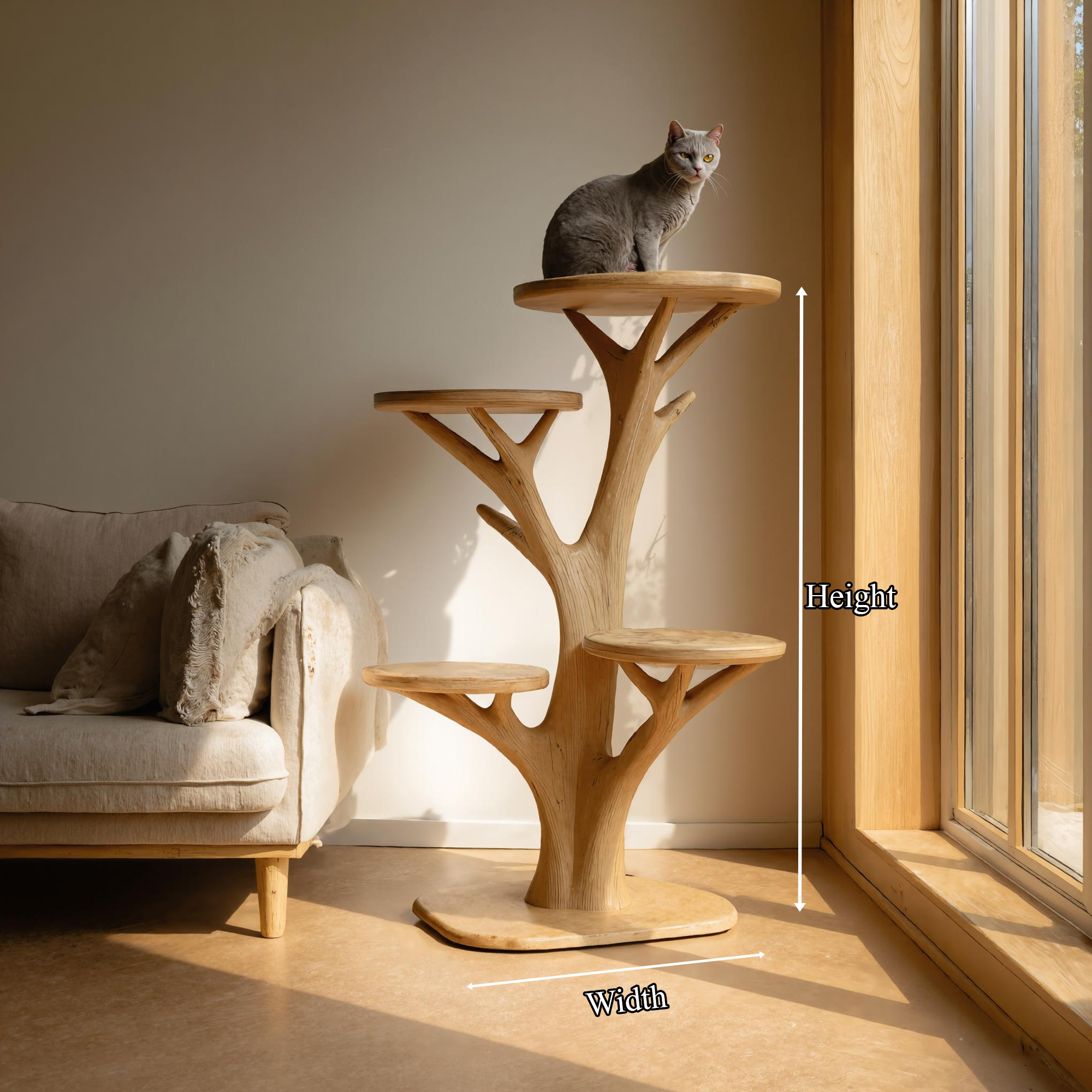 Rustic Cat Play Tree Stand Living Room Decor SINLKITT052