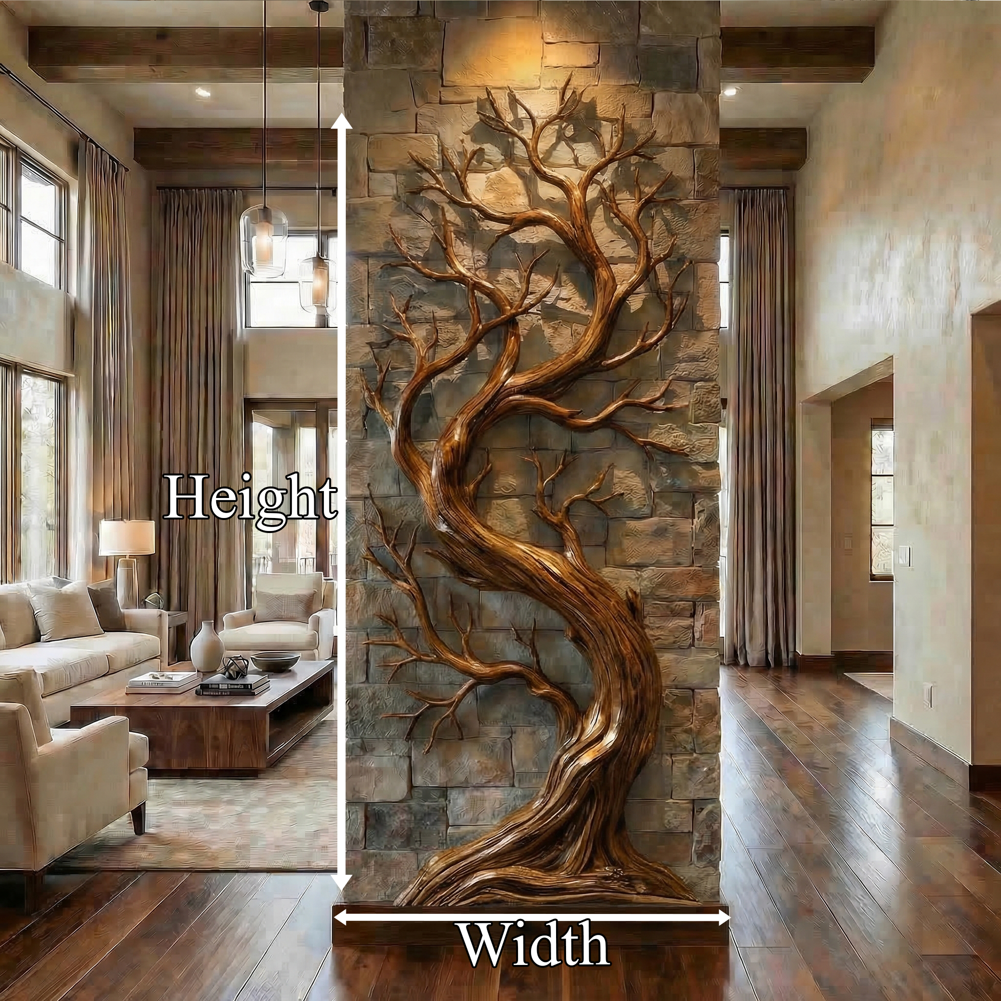 Rustic Tree Wall Art Sculpture Living Room And Hallway SINLKIWD052