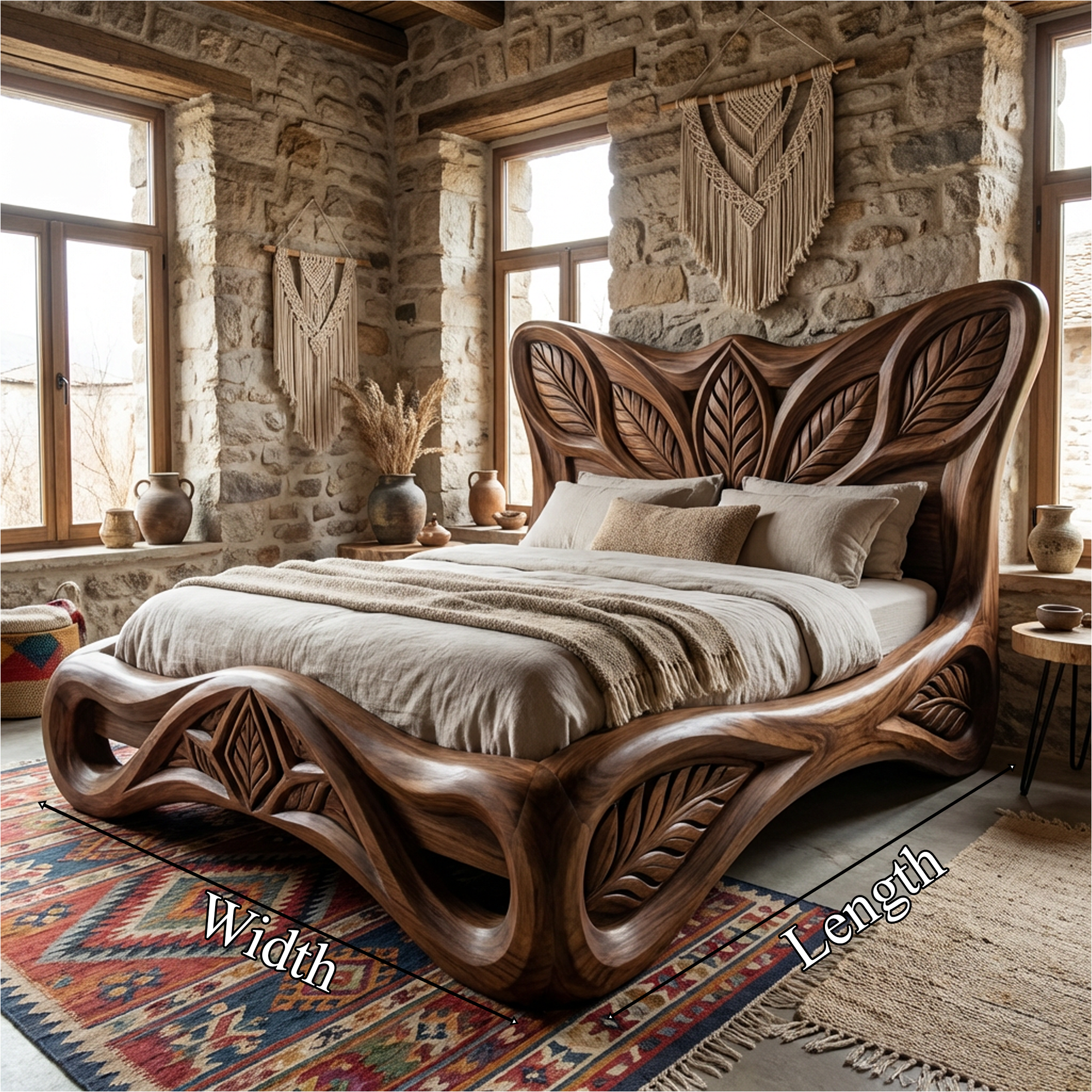 Rustic Handcrafted Style Bed Frame For Bedroom And Sleeping Space SINLKIWB097