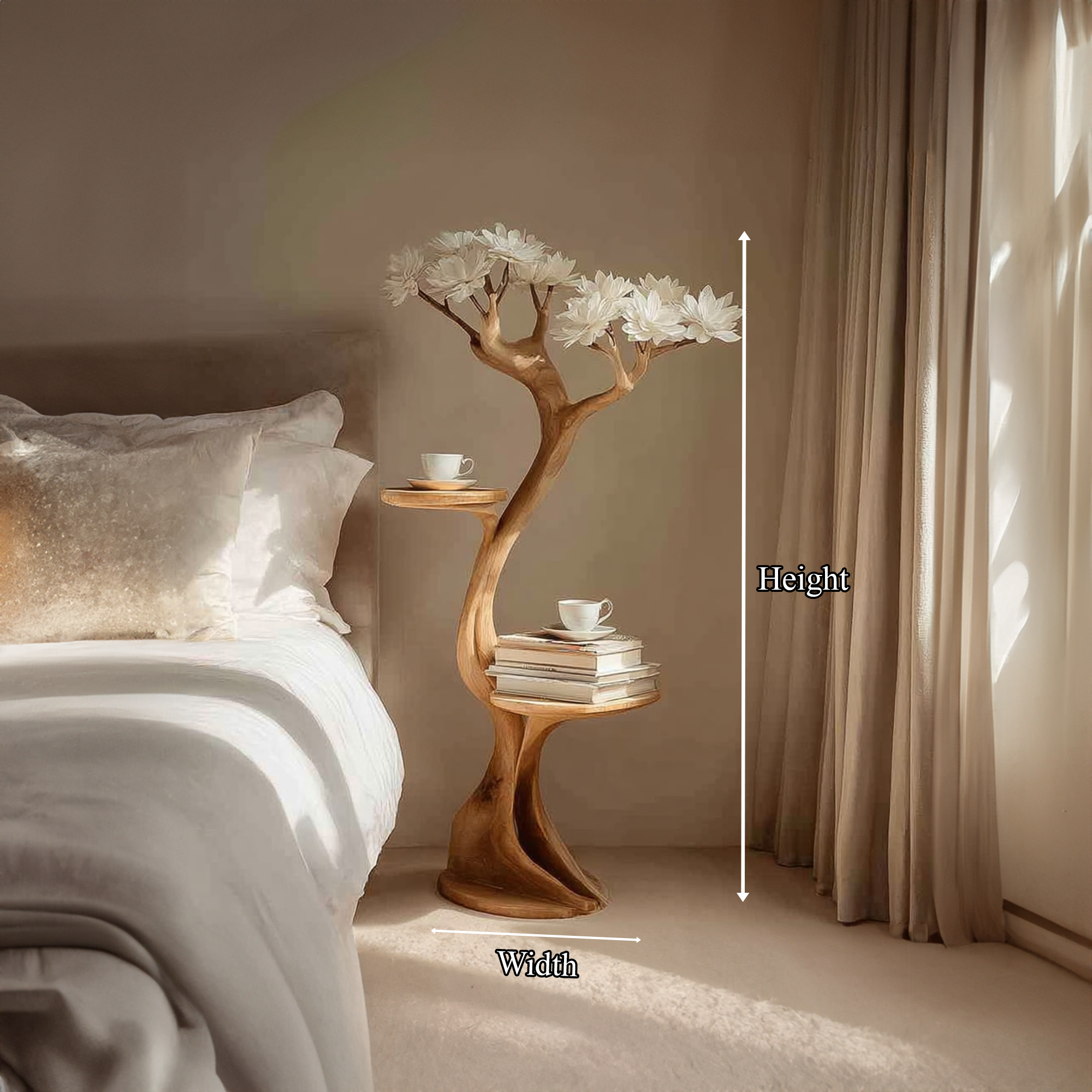 Rustic Tree Shaped Bedside Table Bedroom SINLKIBT056