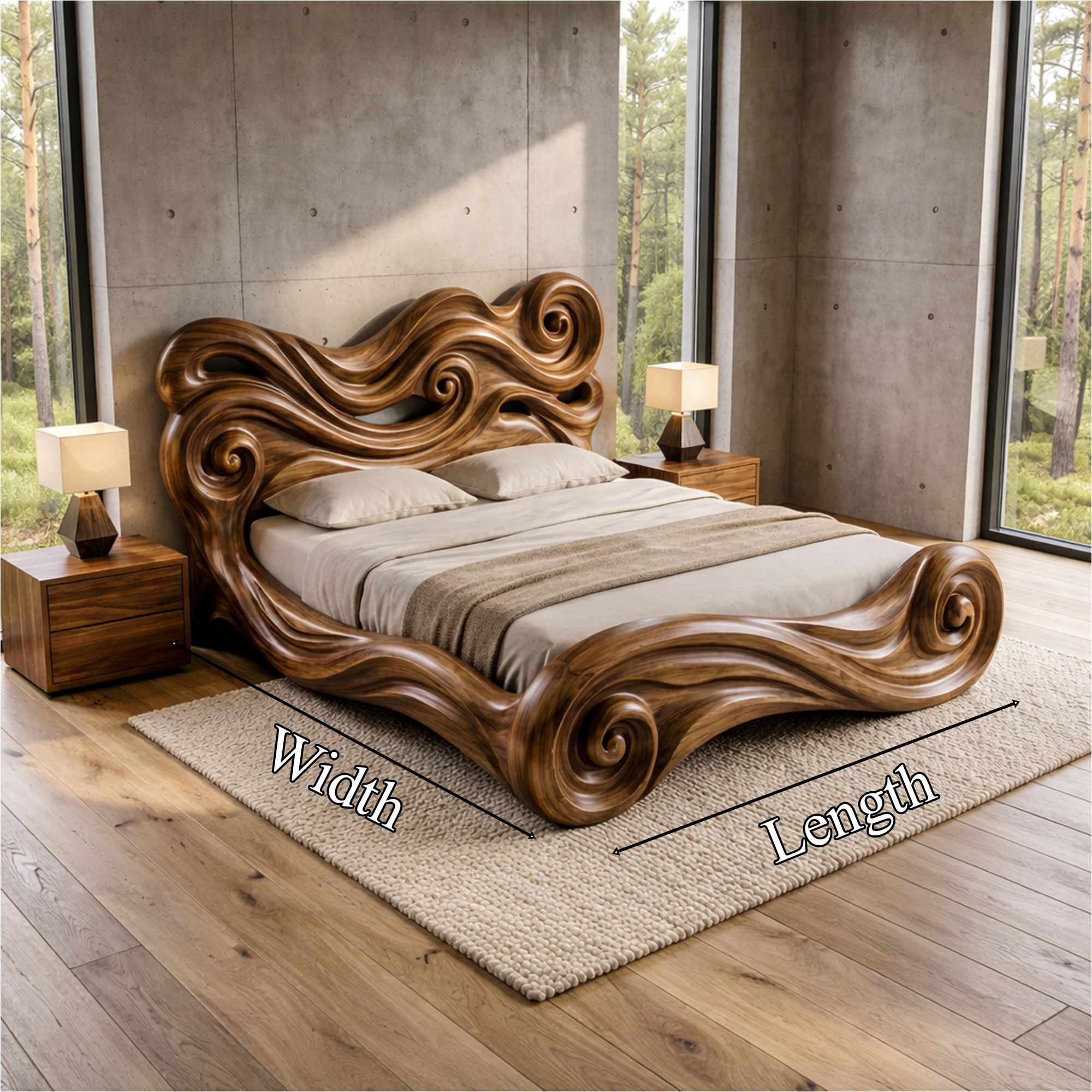 Rustic Sculptural Bedroom Bed Design For Bedroom And Interior Decor SINLKIWB098