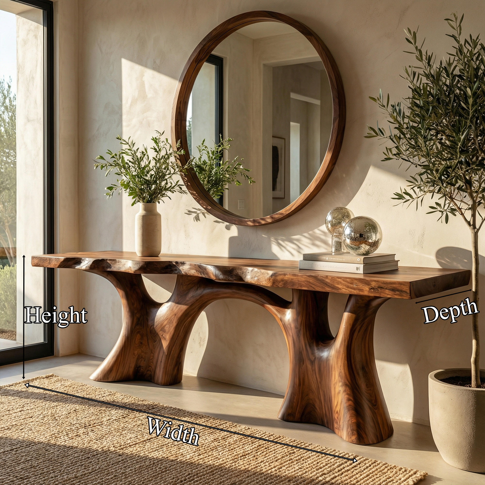 Rustic Organic Slab Console Table Sofa Back Living Room SINLKICS502