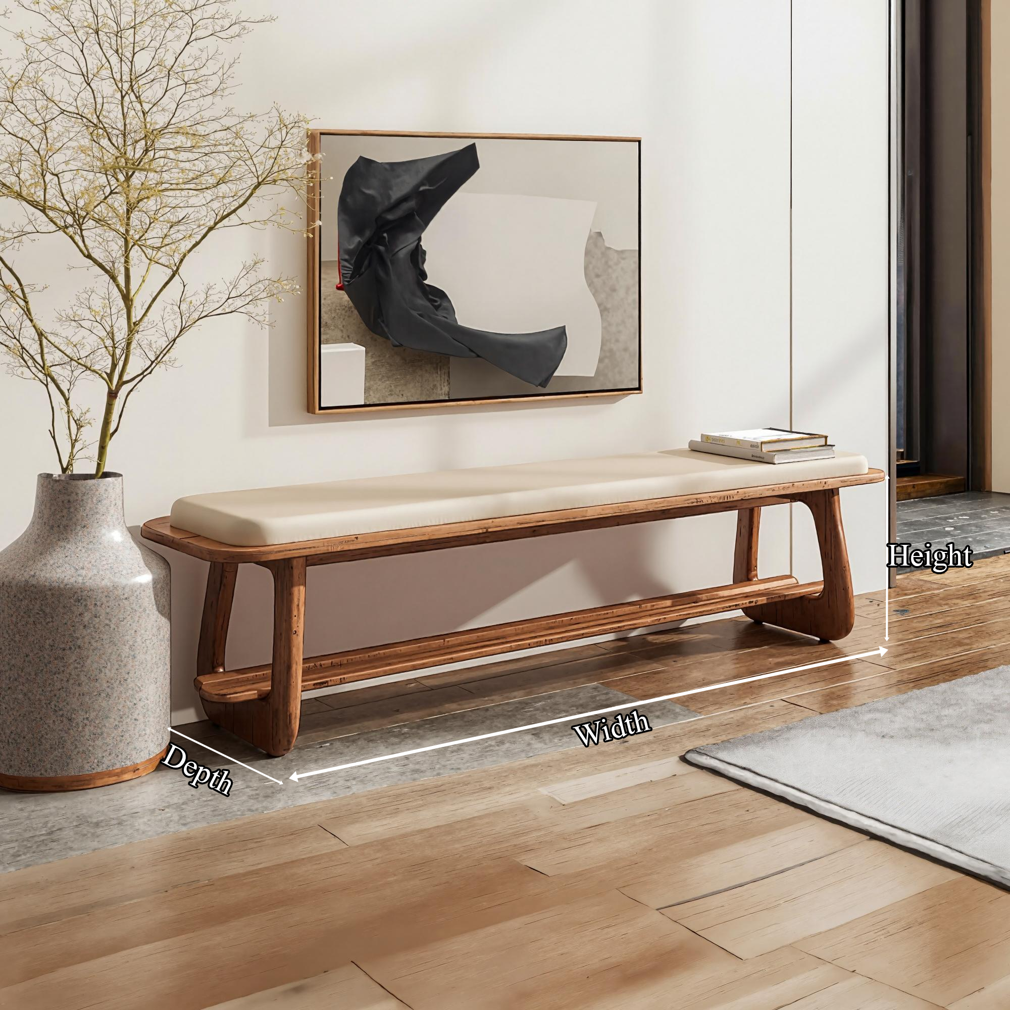 Mid Century Long Bench Entryway Dining Room Modern SINLKIRS027